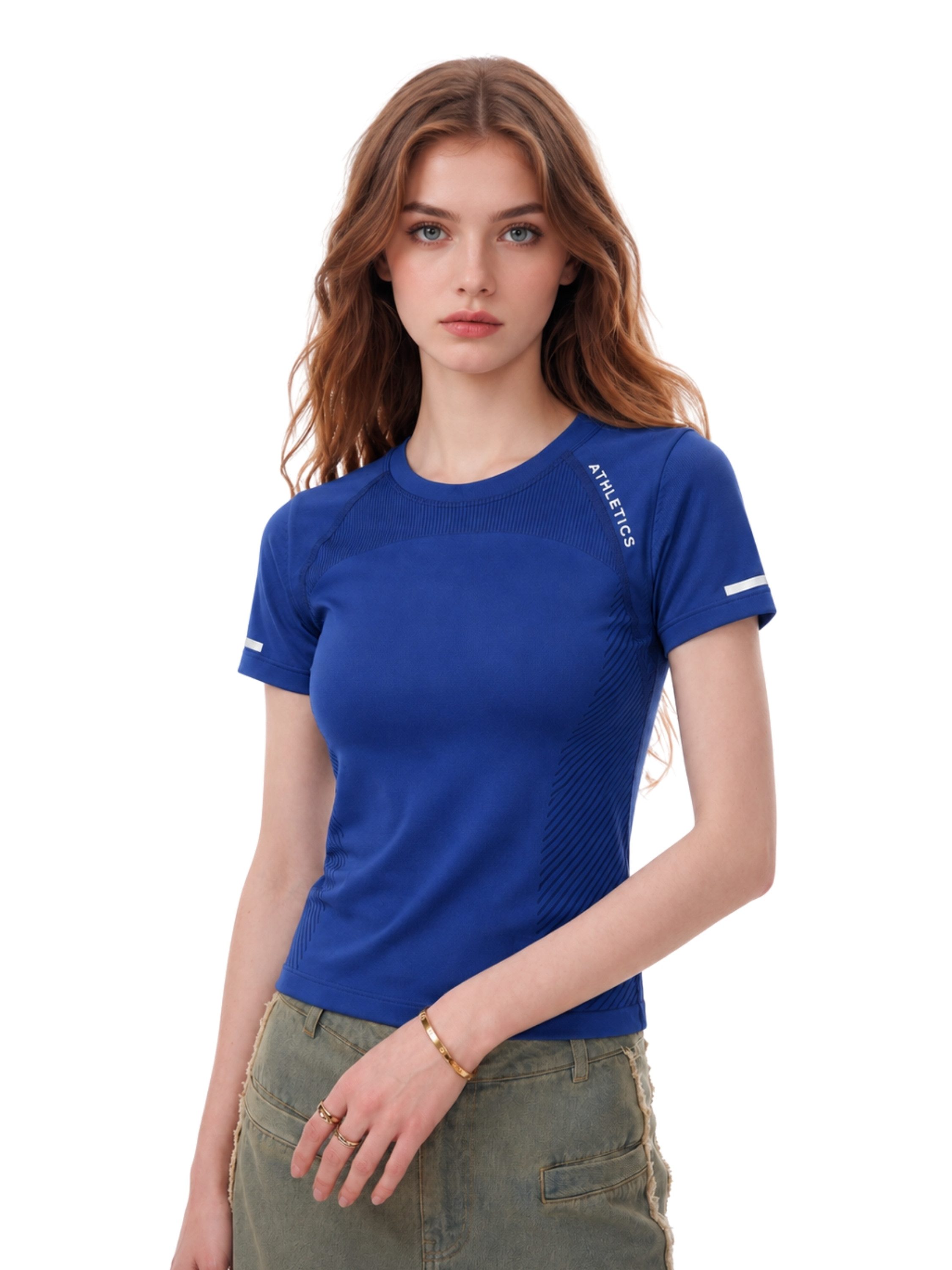 Wulibike Funktionsshirt Seamless, Bodymapping, Eng anliegend, Damen (1-tlg) Seamless, Bodymapping-Struktur, Reflektoren, Rippstrickbündchen