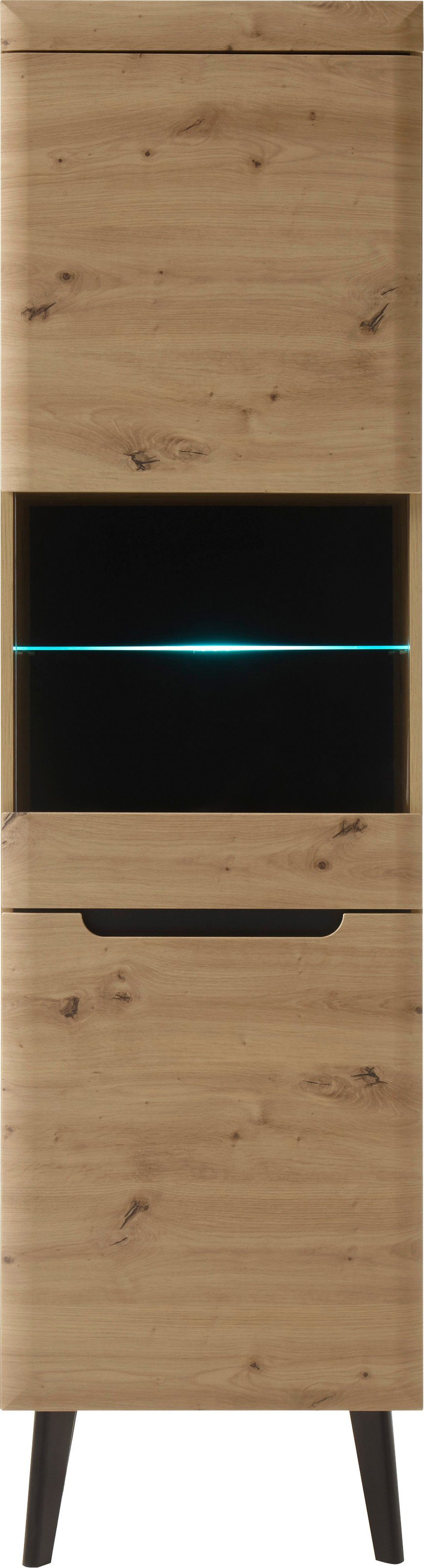 Home affaire Vitrine Torge, Hochschrank, Glasvitrine, Standvitrine, Vitrinenschrank (1-St) in drei verschiedenen Farben verfügbar, Glastür & -boden, 53 cm breit