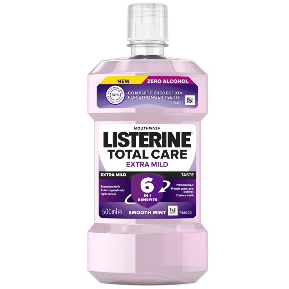 Listerine Mundspülung Total Care Extra Milder Geschmack Glatte Minze, (Packung)
