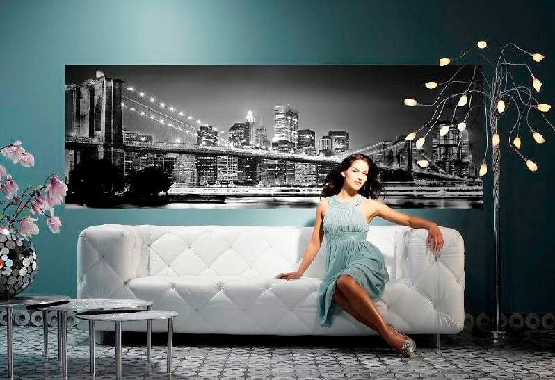 Komar Fototapete Brooklyn Bridge - Größe 368 x 127 cm, glatt, bedruckt, Wohnzimmer, Schlafzimmer