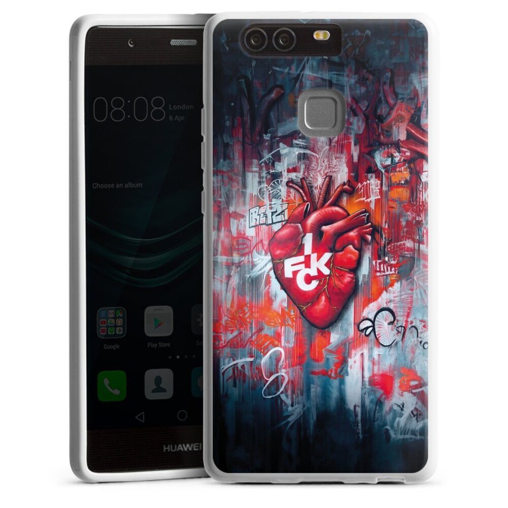 DeinDesign Handyhülle 1. FCK Herz 1. FC Kaiserslautern 1.FCK Herz, Huawei P9 Silikon Hülle Bumper Case Handy Schutzhülle Smartphone Cover