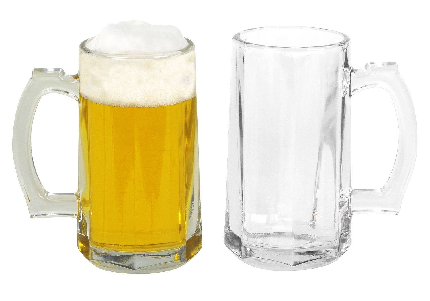BURI Glas Пивные бокалы mit Henkel 2er-Set 422ml Bierkrug Bierseidel Trinkgläser, Glas
