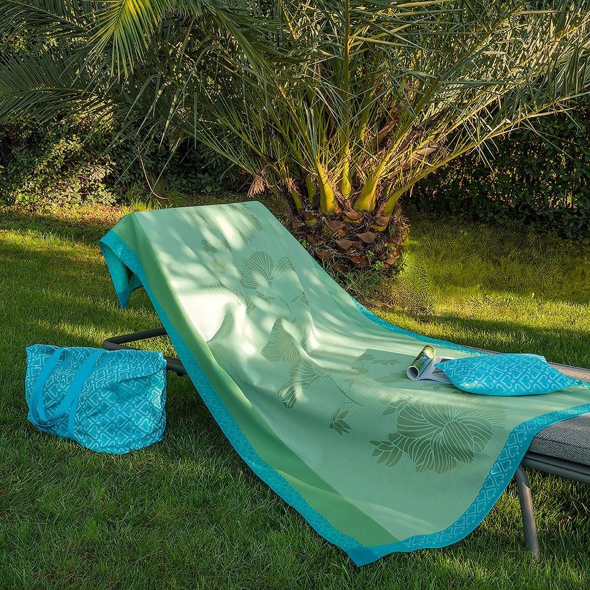 Le Jacquard Francais Strandtuch Monoï Lagon 100x200 cm, Waffelpiqué (1-St), Waffelpiqué