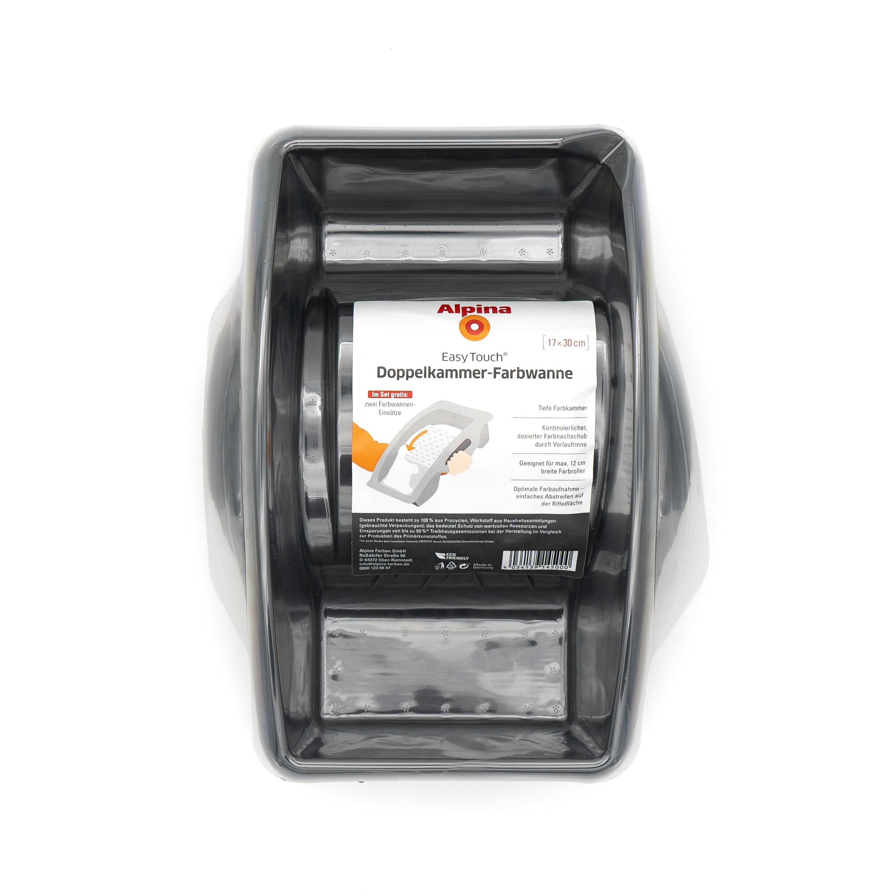 Alpina Farbwanne Alpina EasyTouch Farbwanne inkl. 2 Wanneneinsätze, (1-tlg), Umweltfreundlich, Doppelfarbreservoir, Handgerecht