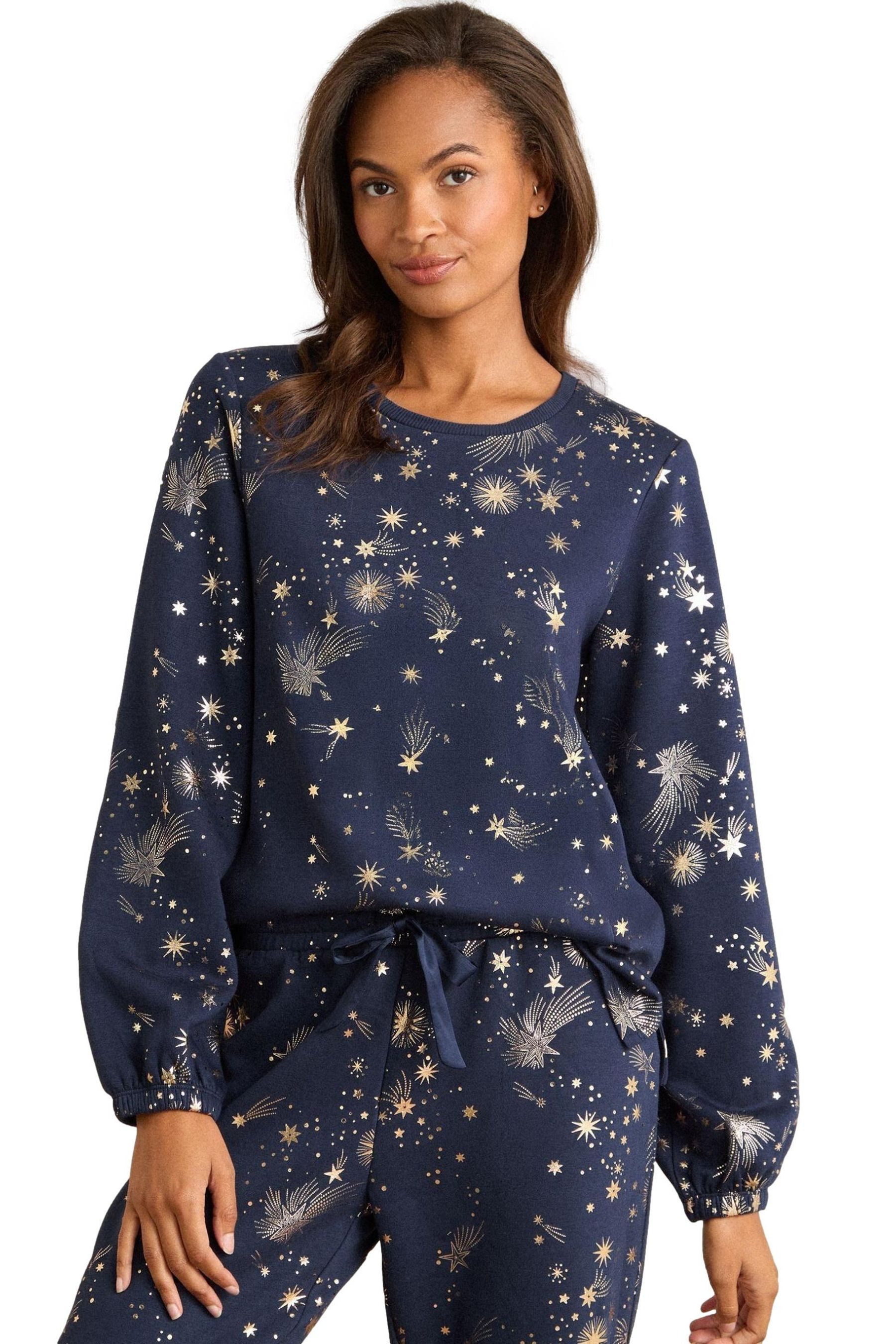 Love & Roses Sweater Love & Roses langes Lounge-Top mit Folien-Detail (1-tl günstig online kaufen