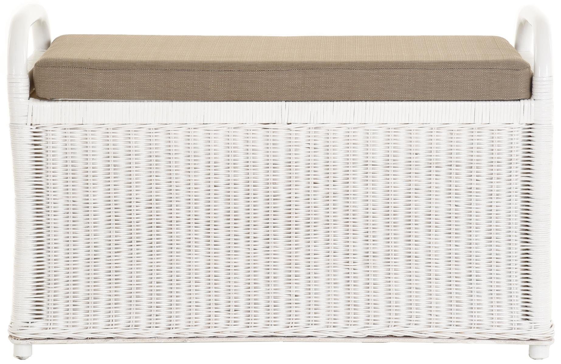 Krines Home Sitzbank Rattan Bank Sitzbank Sitzhocker mit Stauraum gepolstert Wäschetruhe 80, gepolsterter Deckel