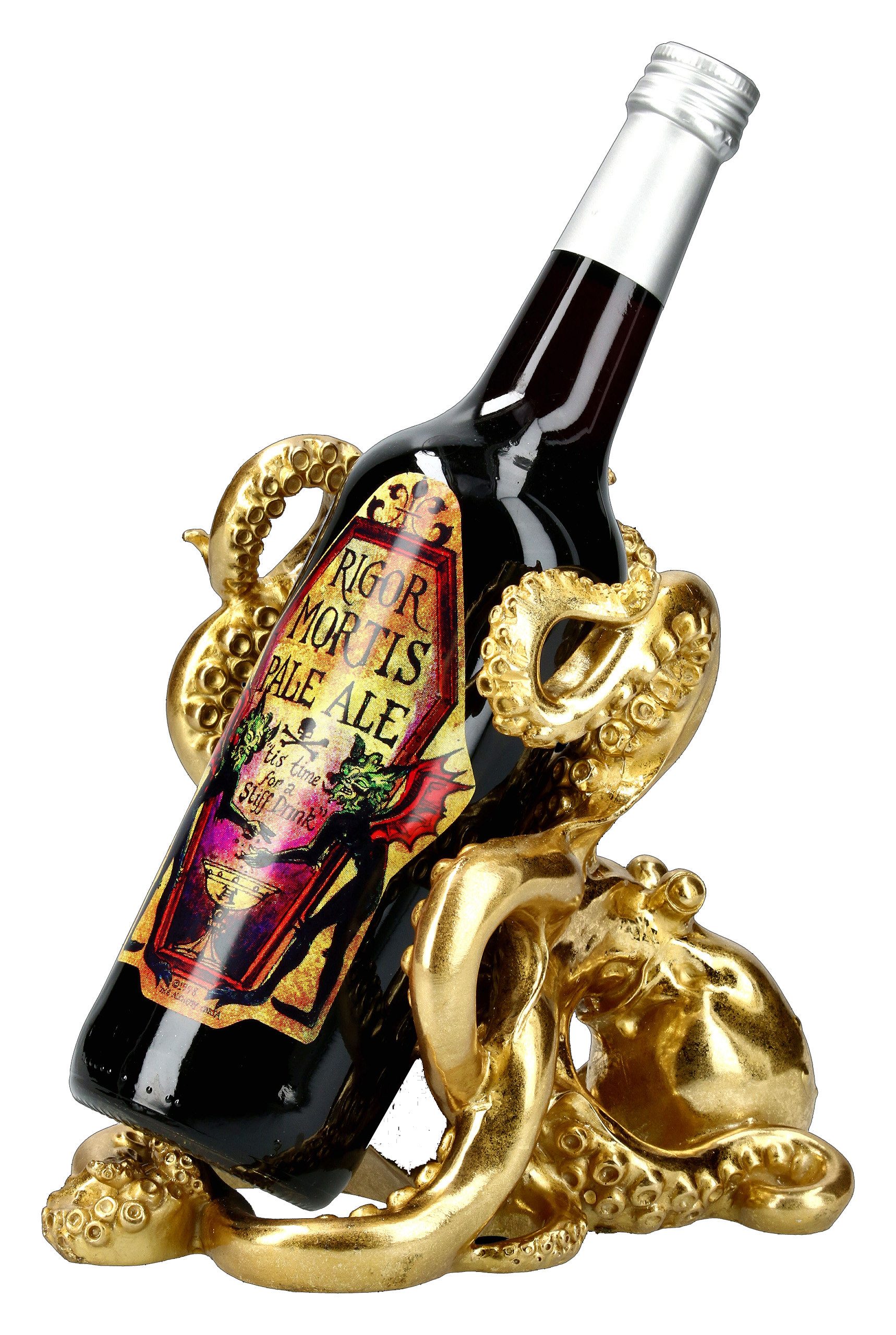 Figuren Shop GmbH Flaschenhalter Flaschenhalter - Krake goldfarben - Tierdekoration