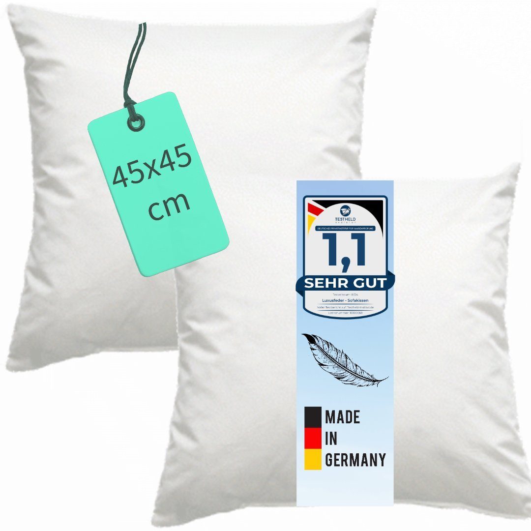 Luxusfeder Kissenfüllung 2er Set Daunenkissen 45x45 cm Daunenfüllung Sofaki günstig online kaufen