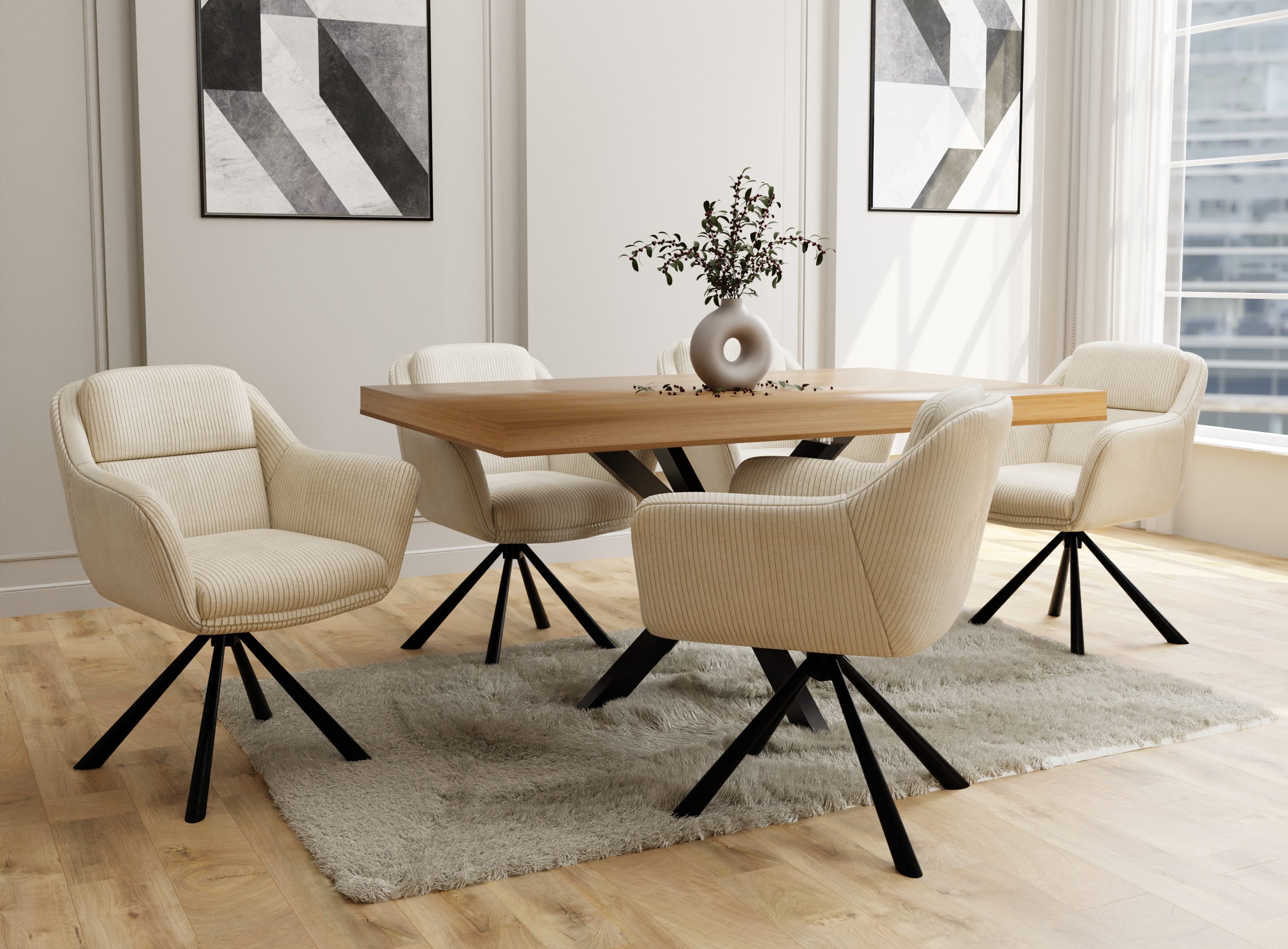 S-Style Möbel Polsterstuhl Carl aus Cord-Stoff günstig online kaufen