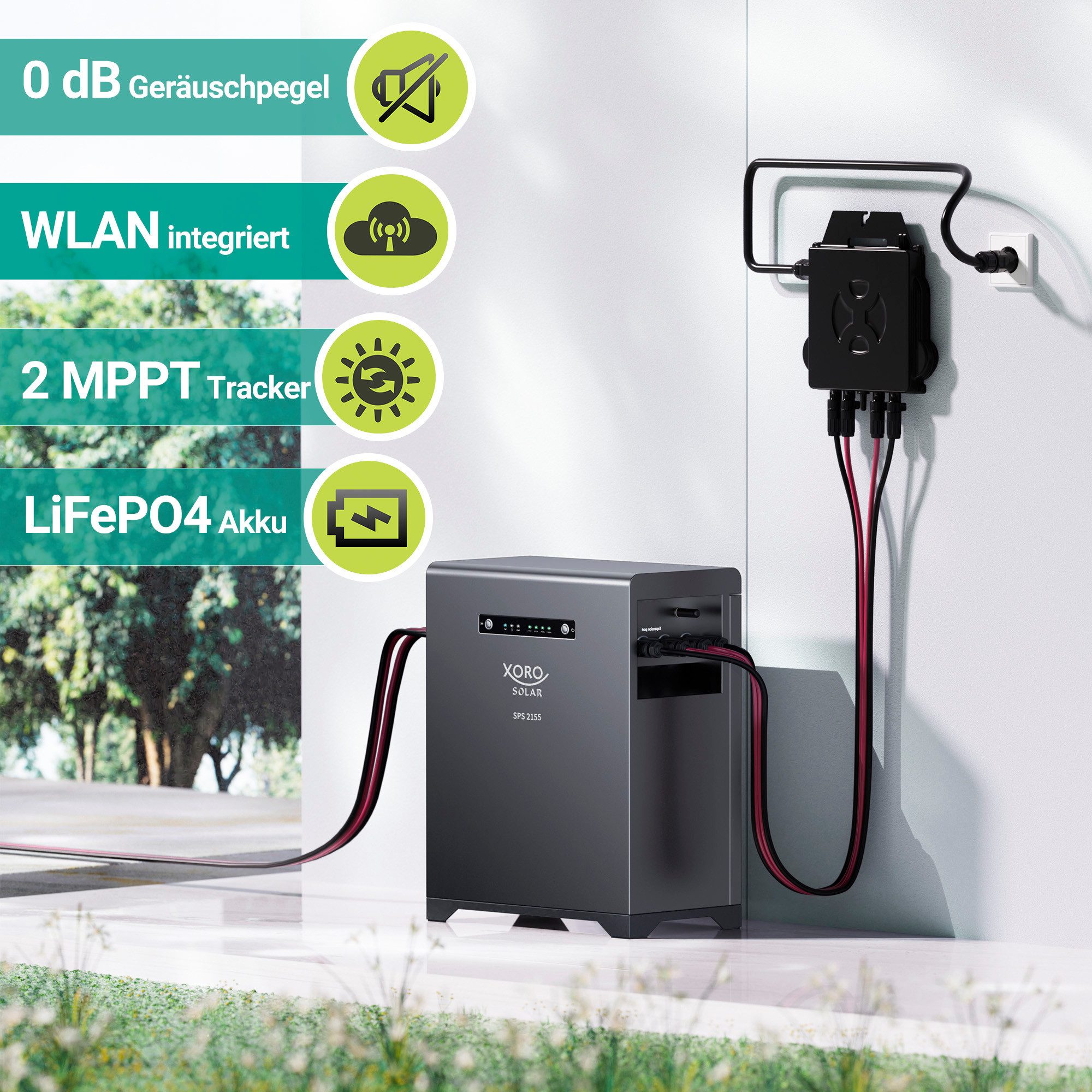 XORO SOLAR 4 kWh Stromspeicher-Set SPS 2155 & SPB 215X inkl. SPP 16A2 Smart Plug Stromspeicher 4032 mAh (48 V, 1 St), Erweiterbar bis 6048 Wh – Bild 2 von 5