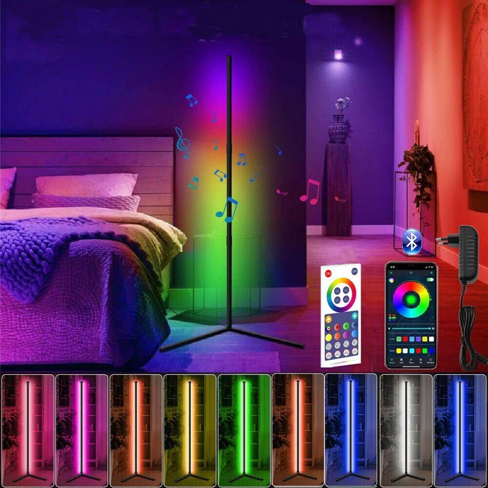 XIIW Stehlampe LED RGB Stehleuchten Eckleuchten Boden Lampe mit Fernbedienung, LED wechselbar, App Steuerbar, 120cm,25000 Stunden,16 Millionen Farben,220V