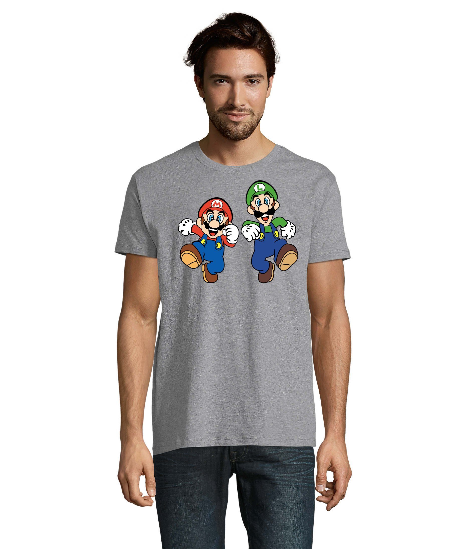 Blondie & Brownie T-Shirt Herren Mario & Luigi Peach Konsole Nintendo Grau