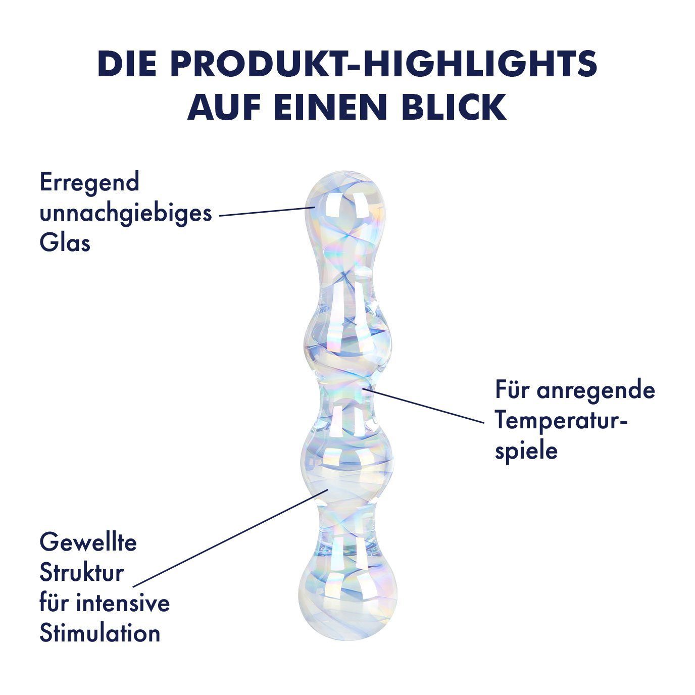 EIS beidseitig verwendbar; Dildo Temperaturspiele EIS (16,5cm) Broliskatglas, Luxus erotische aus Glasdildo