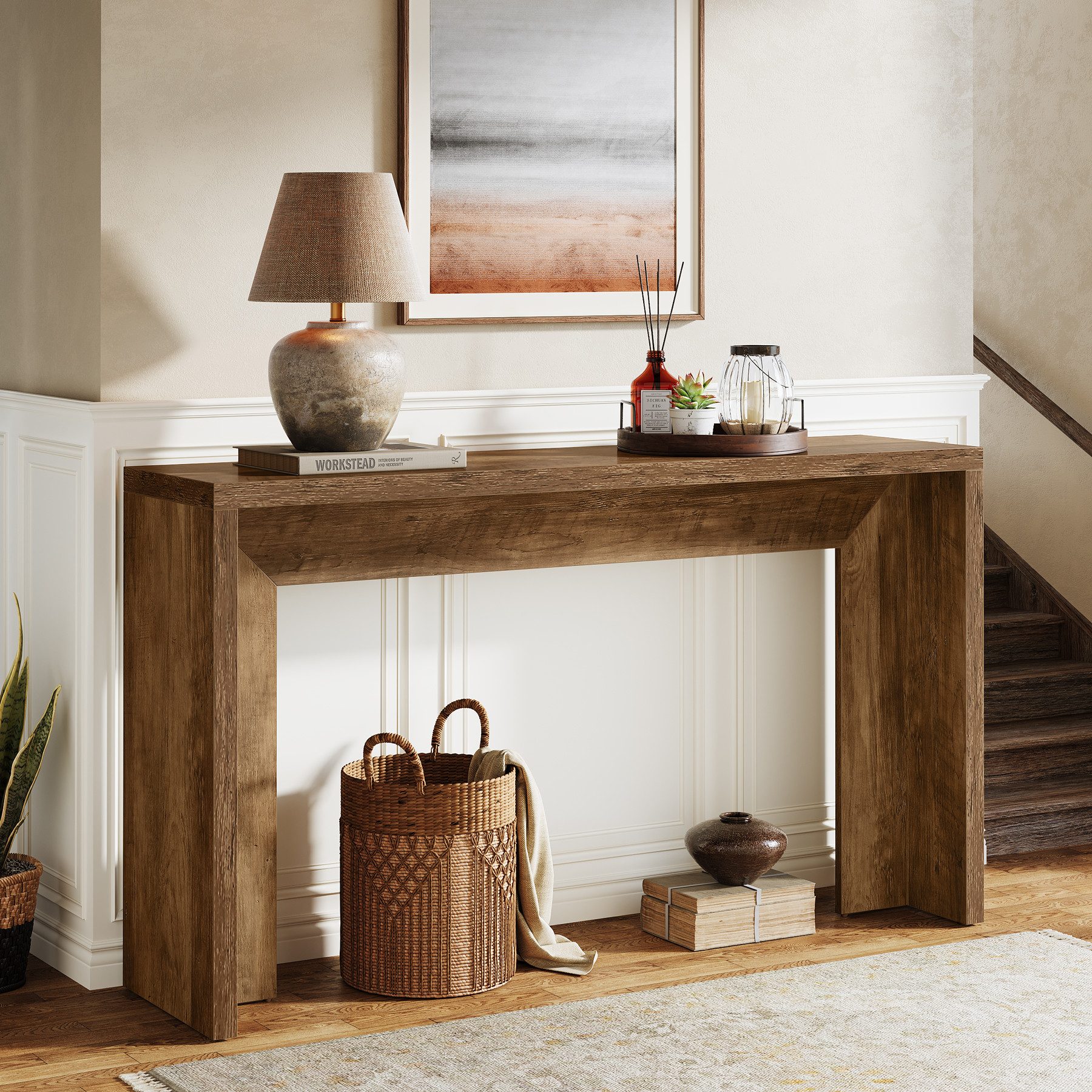 Tribesigns Konsolentisch 140CM hölzerne Sofa Tisch mit Lagerung für Eingang – Bild 4 von 5