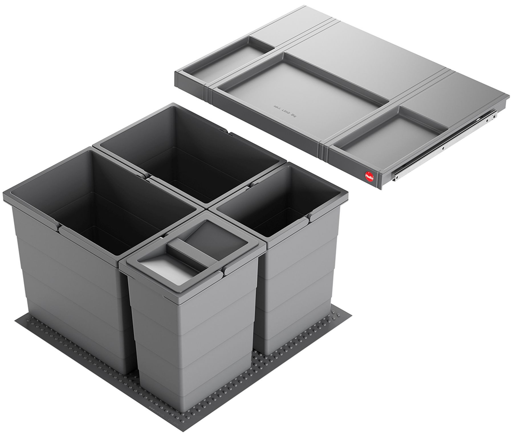 Einbaumülleimer Hailo Allegro System 4x Abfall Mülleimer Küche Einbau 60cm Schublade