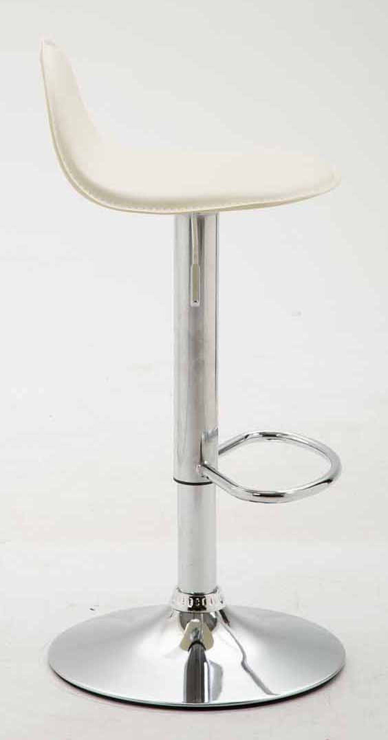 Theke Lana TPFLiving Barhocker Küche), mit und & Hocker St., Kunstleder chrom- - Metall 2 Sitzfläche: (Set, Creme drehbar Gestell: Rückenlehne 360° Fußstütze - für hoher