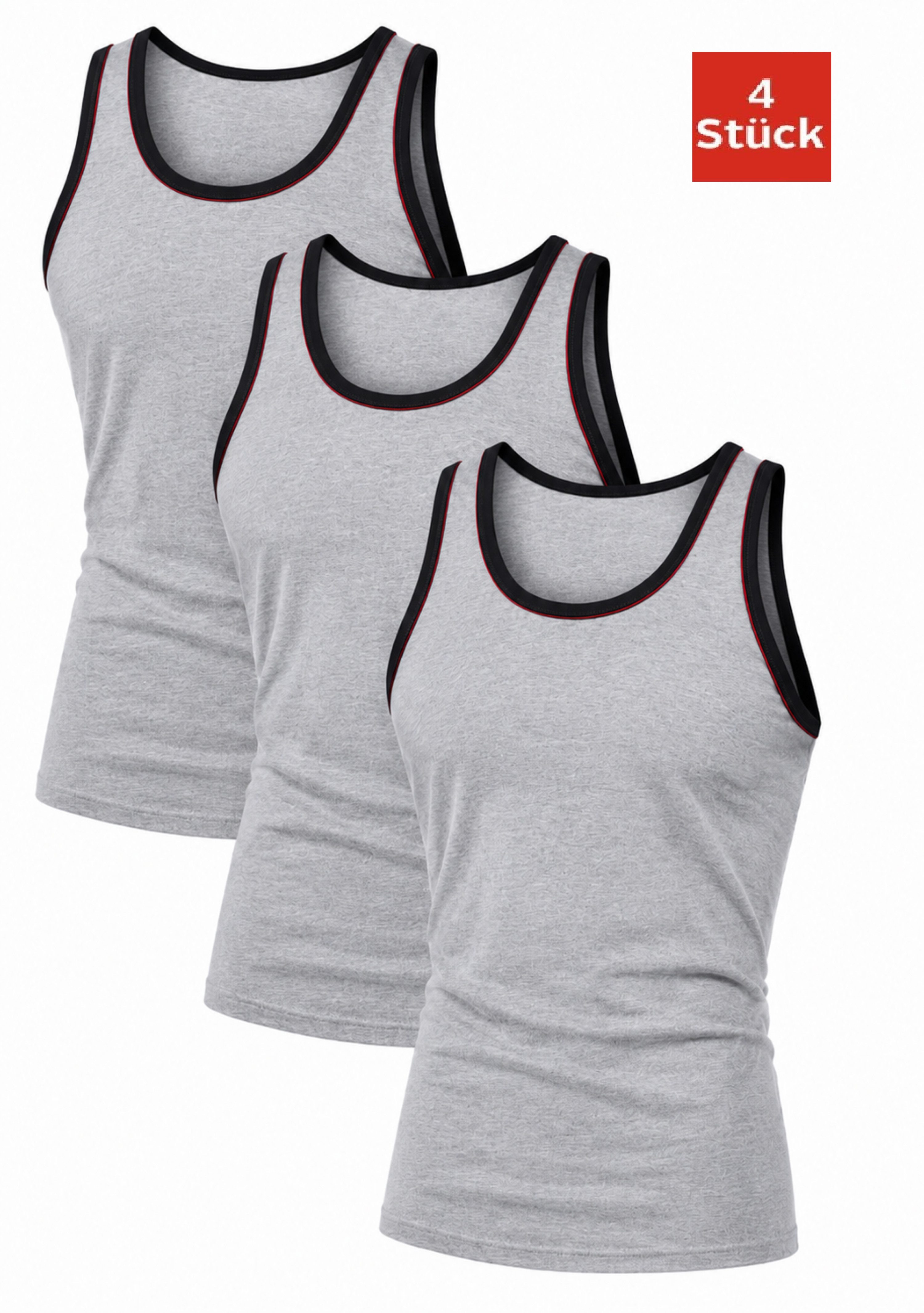 DDOnlineShop Unterhemd Herren Tank Top 4er Pack Achselshirt Melange Grau Basic Shirt (Packung, 4-St., 4er-Pack) Premium Qualität G403