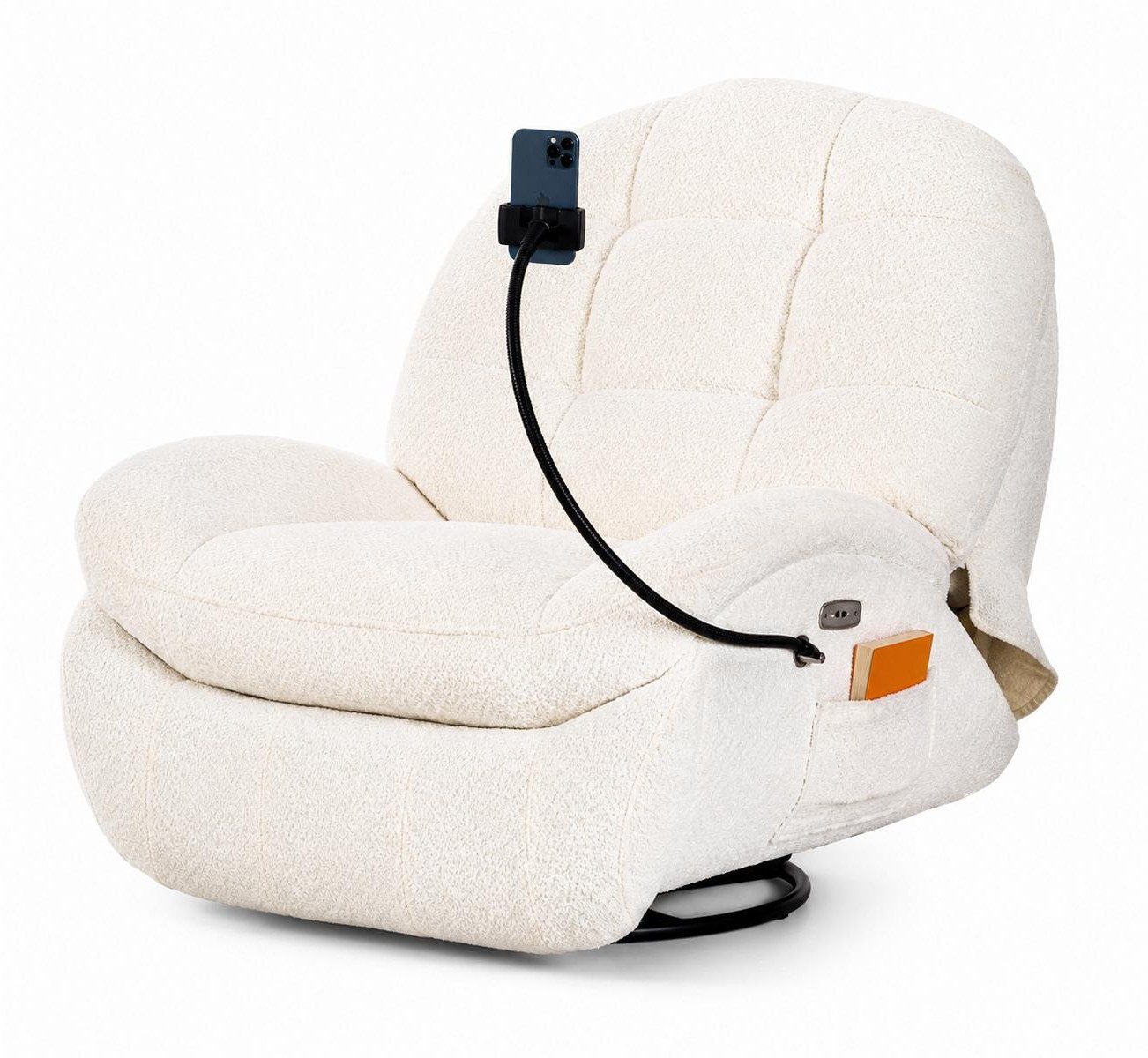 Xlmoebel Relaxsessel Stilvoller Relaxsessel mit ausziehbarer Fußstütze und Handyhalter (1-St), Made in Europa