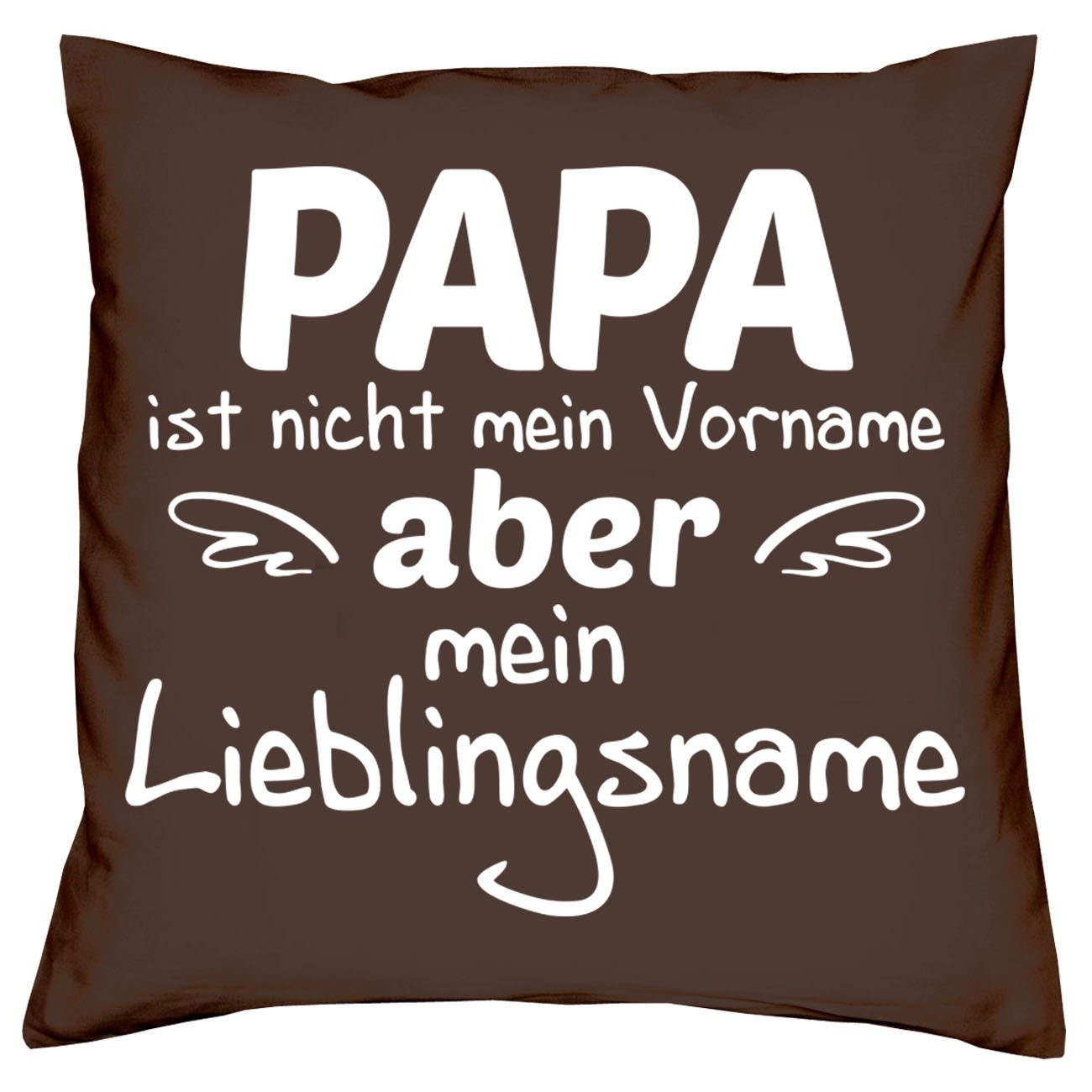 Weihnachtsgeschenk Eltern Lieblingsname Kissen-Set Papa Urkunden, für Mama Lieblingsname braun Soreso® Dekokissen mit