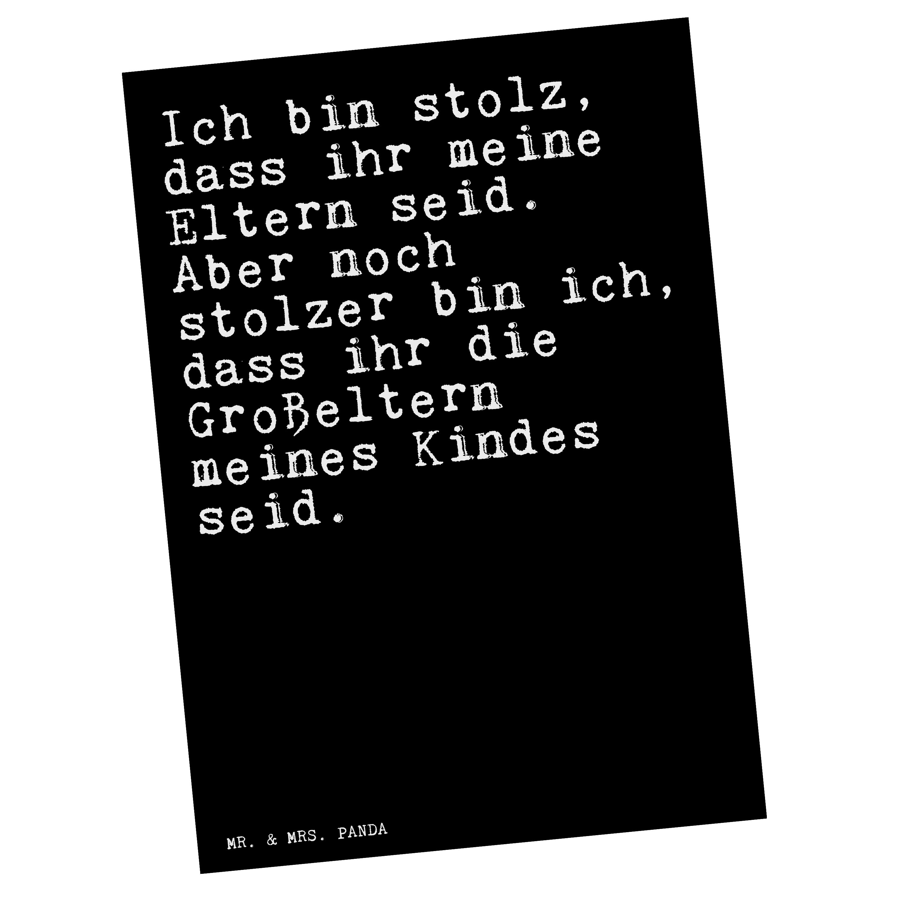 Mr. & Mrs. Panda Postkarte »Ich bin stolz, dass... Schwarz Weisheit
