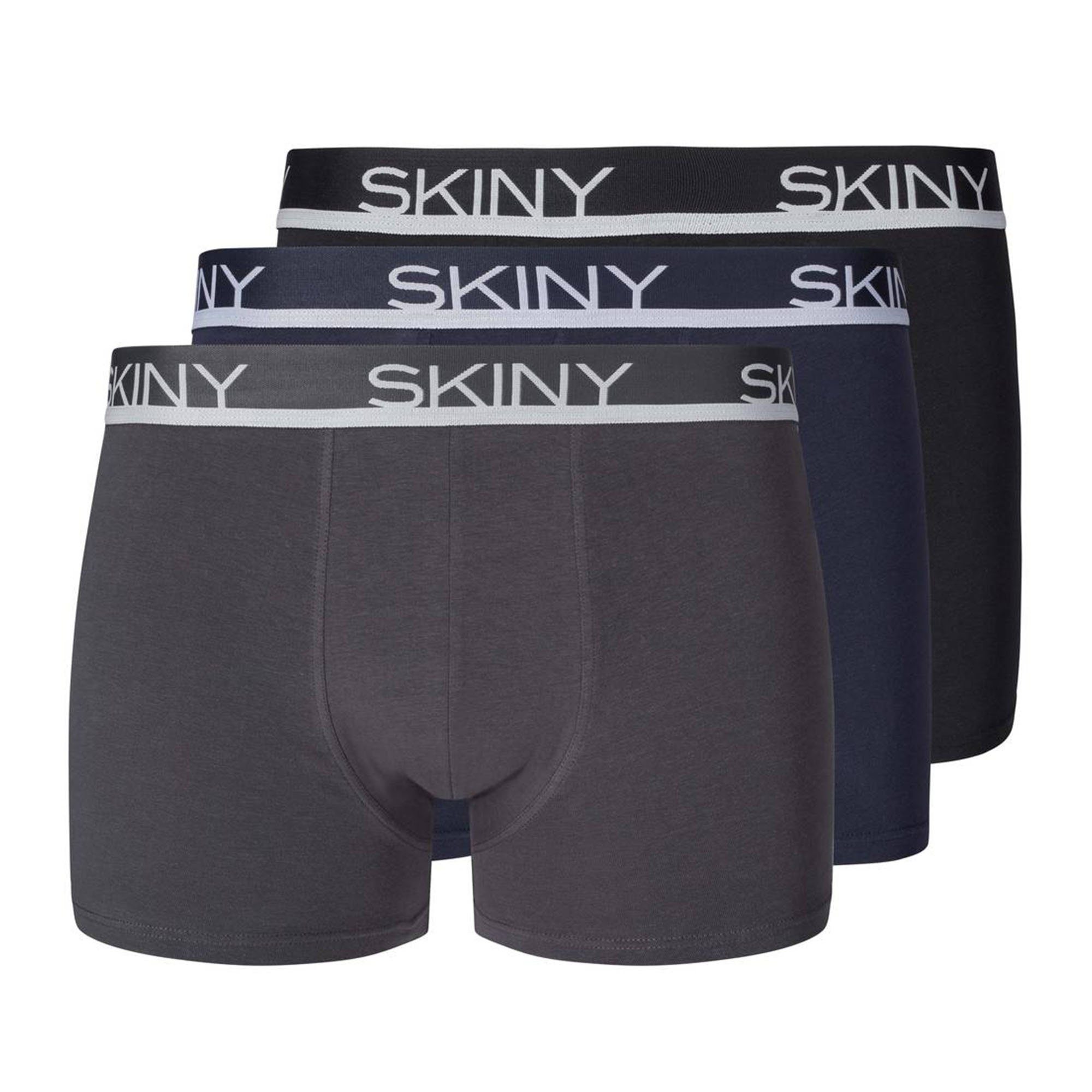 Skiny Boxer Herren Boxer Shorts 3er Pack - Trunks, Pants Grau/Blau/Schwarz