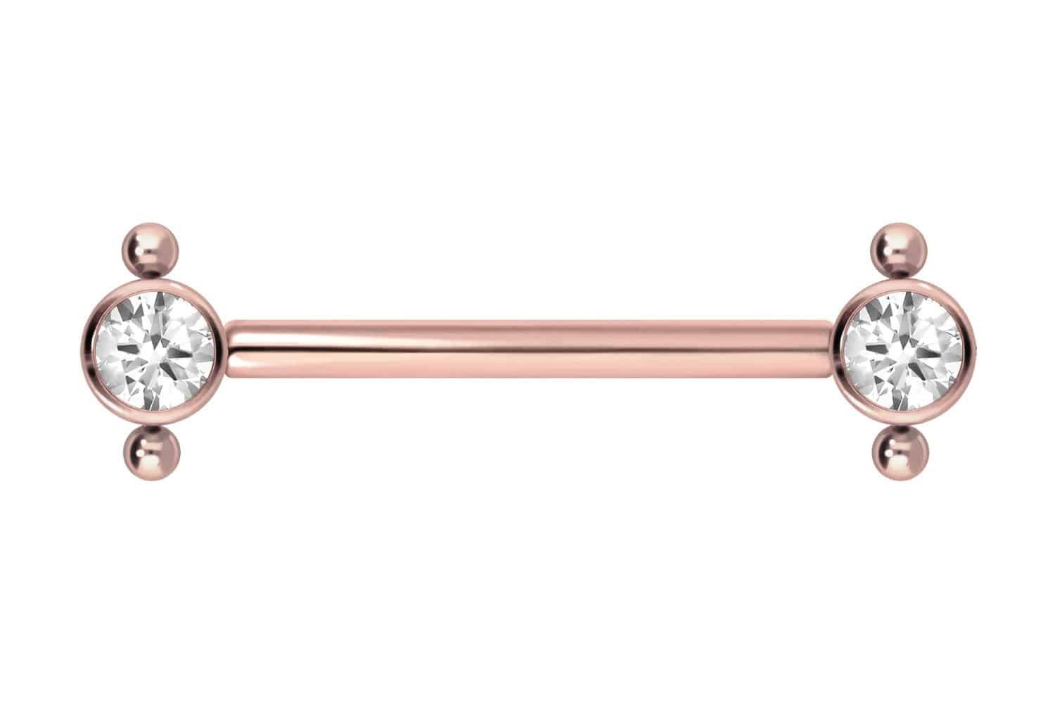 PIERCINGLINE Brustwarzenpiercing Titan Barbell mit Push Fit KRISTALL + 2 KUGELN (Barbells, 1-tlg)
