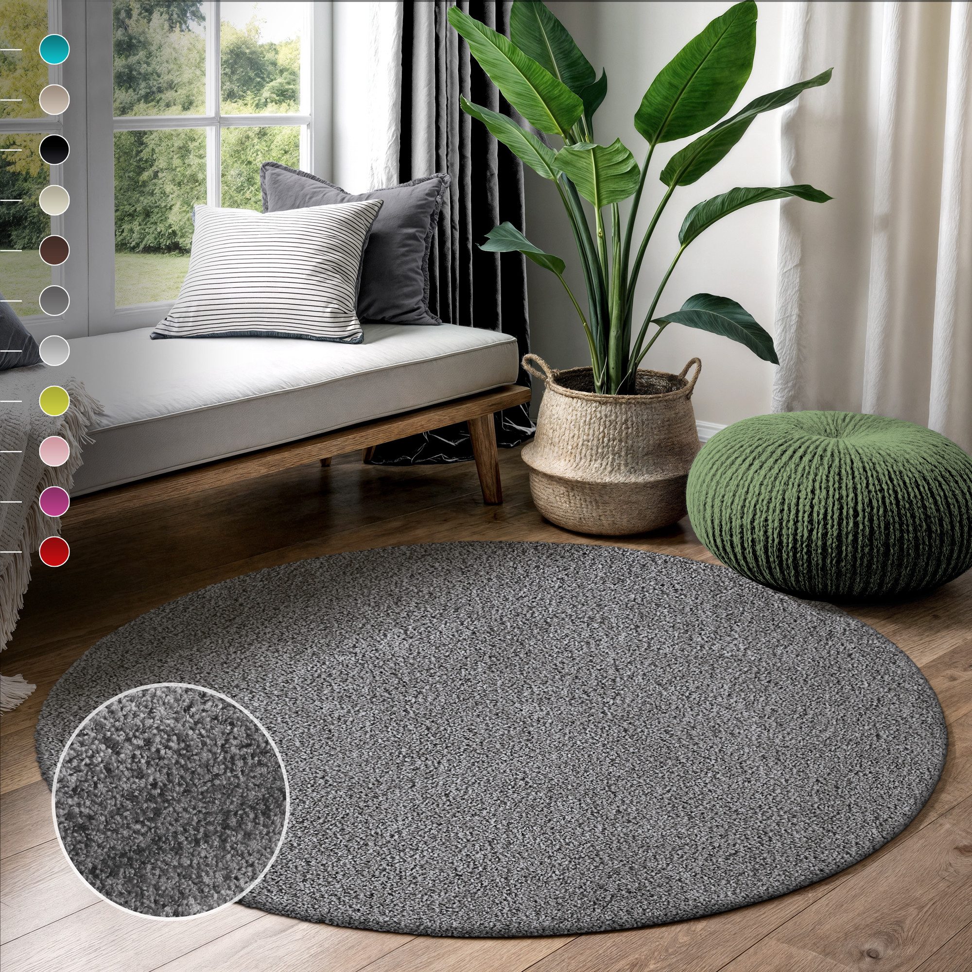 Sanat Hochflor-Teppich LOCA, auch als Läufer und in Rund, rund, Höhe: 30 mm, Wohnzimmer, Langflor, Shaggy, Schlafzimmer