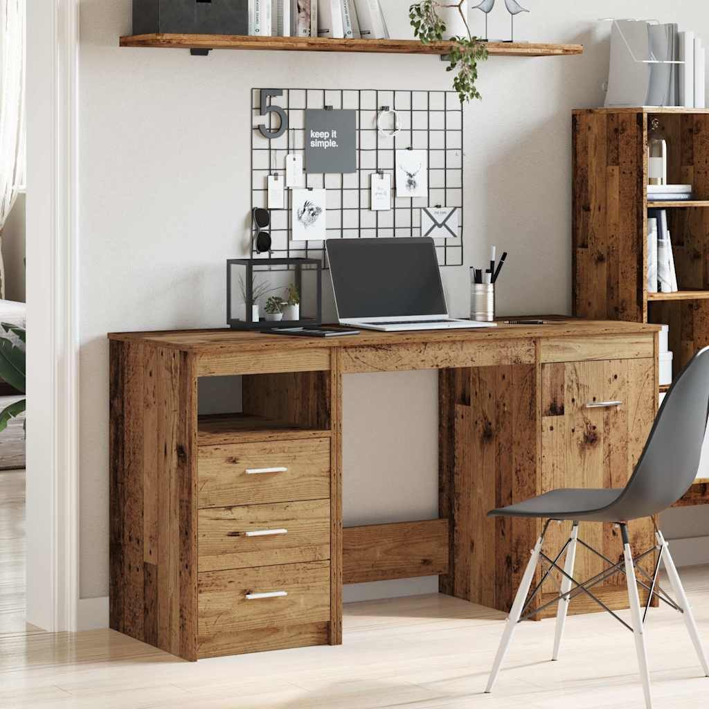 vidaXL Schreibtisch Schreibtisch mit Unterschrank Altholz Holzwerkstoff
