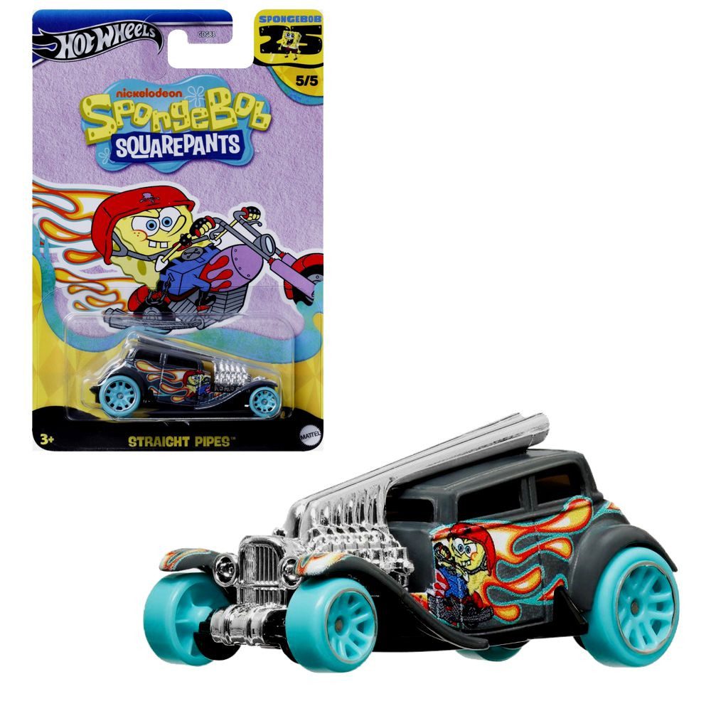 Hot Wheels Spielzeug-Rennwagen Straight Pipes Hot Wheels Fahrzeug Spongebob 25 Jahre Mattel HRV56