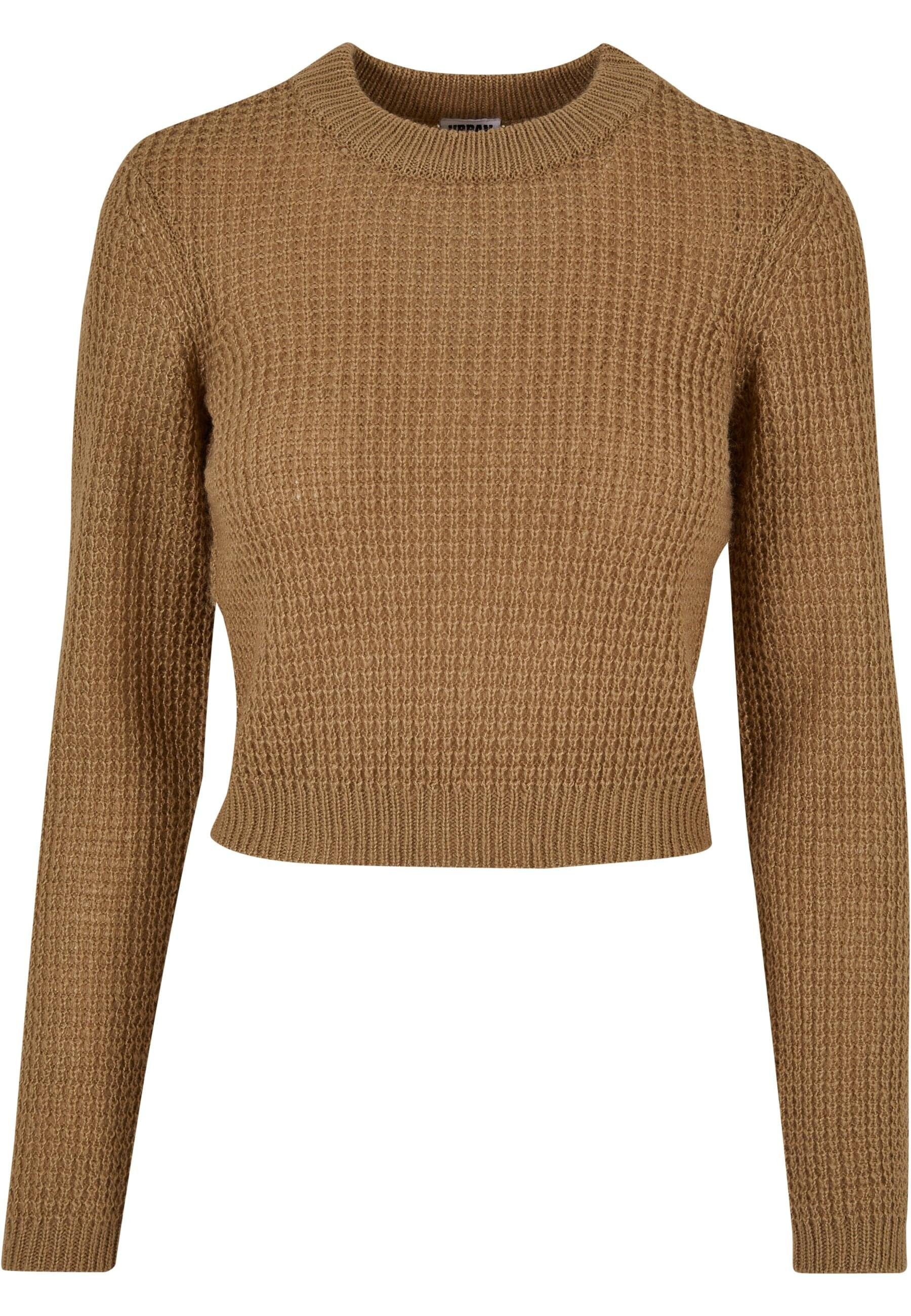 URBAN CLASSICS Strickpullover Damen Ladies Short Waffle Sweater (1-tlg) warmsand