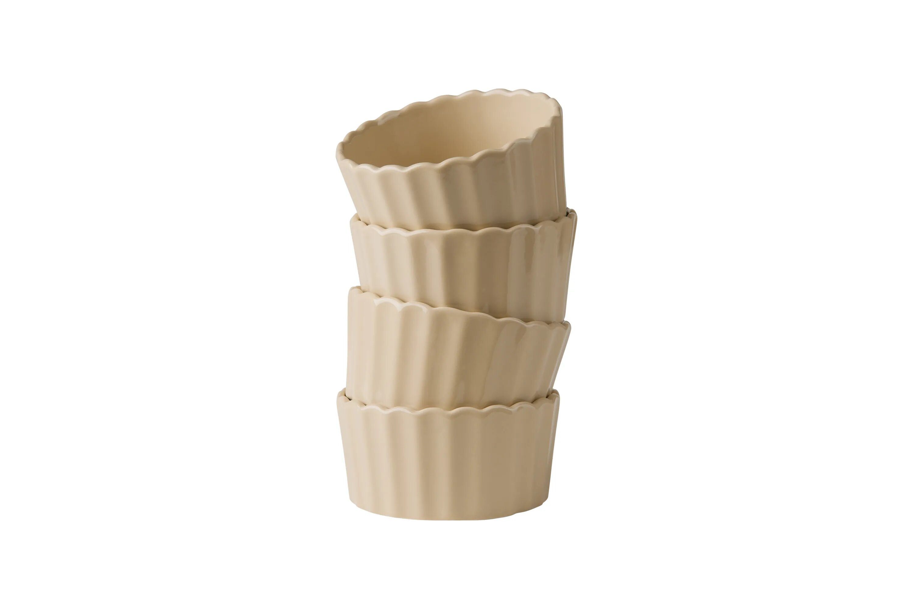 Sallys Auflaufform - Stoneware Ofenform rund 4er Set 10 cm - aus natürlichen Materialien