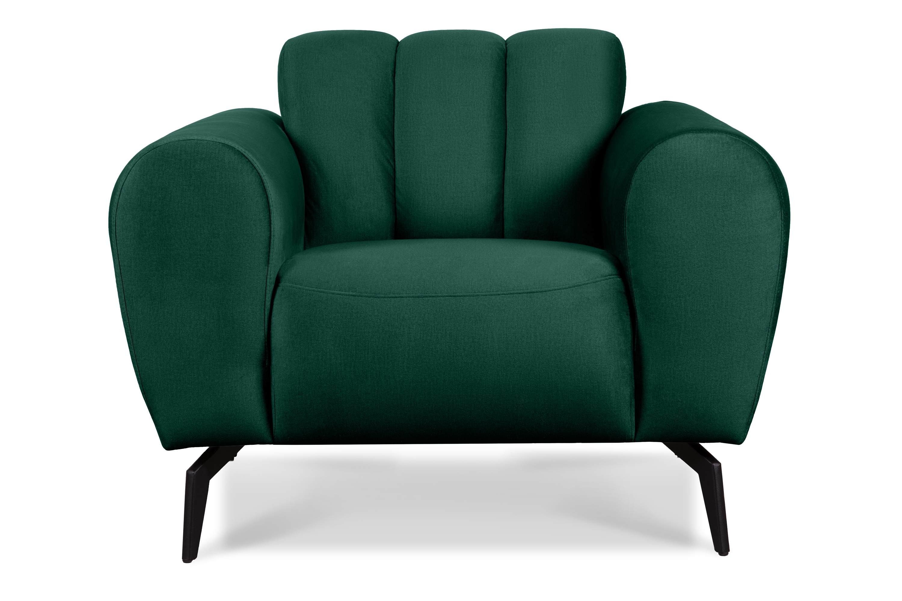 Konsimo Sessel RUBERO mit breiten Armlehnen, Gewebe mit wasserabweisenden Eigenschaften, modernes Design dunkelgrün | dunkelgrün