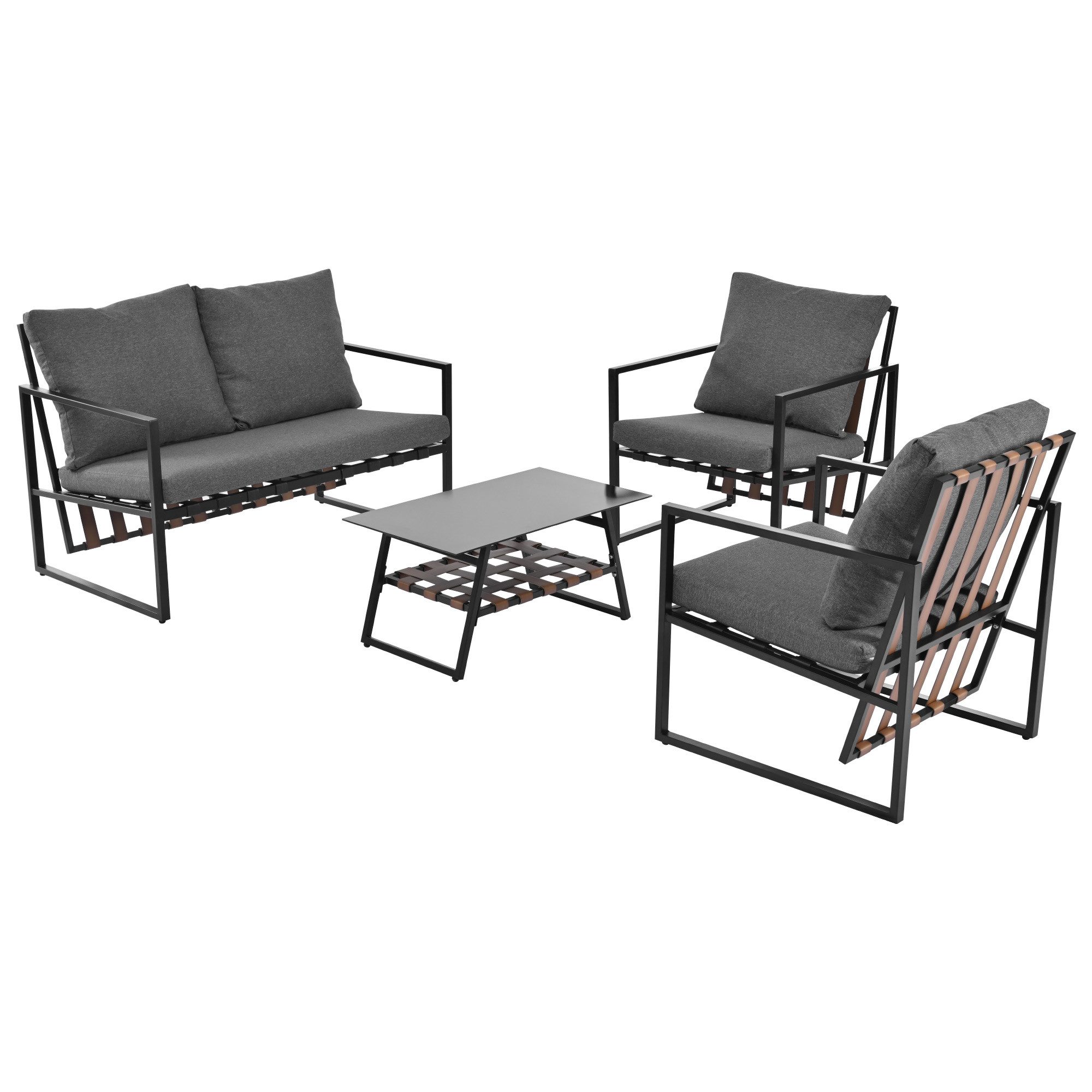 Rutaqian Gartenlounge-Set Gartenmöbel Sitzgarnitur für 4 Personen, mit Sofa,Couchtisch & Kissen, (Garten-Garnitur Set,Gartenlounge,abnehmbarer und Waschbarer Stoffbezug)