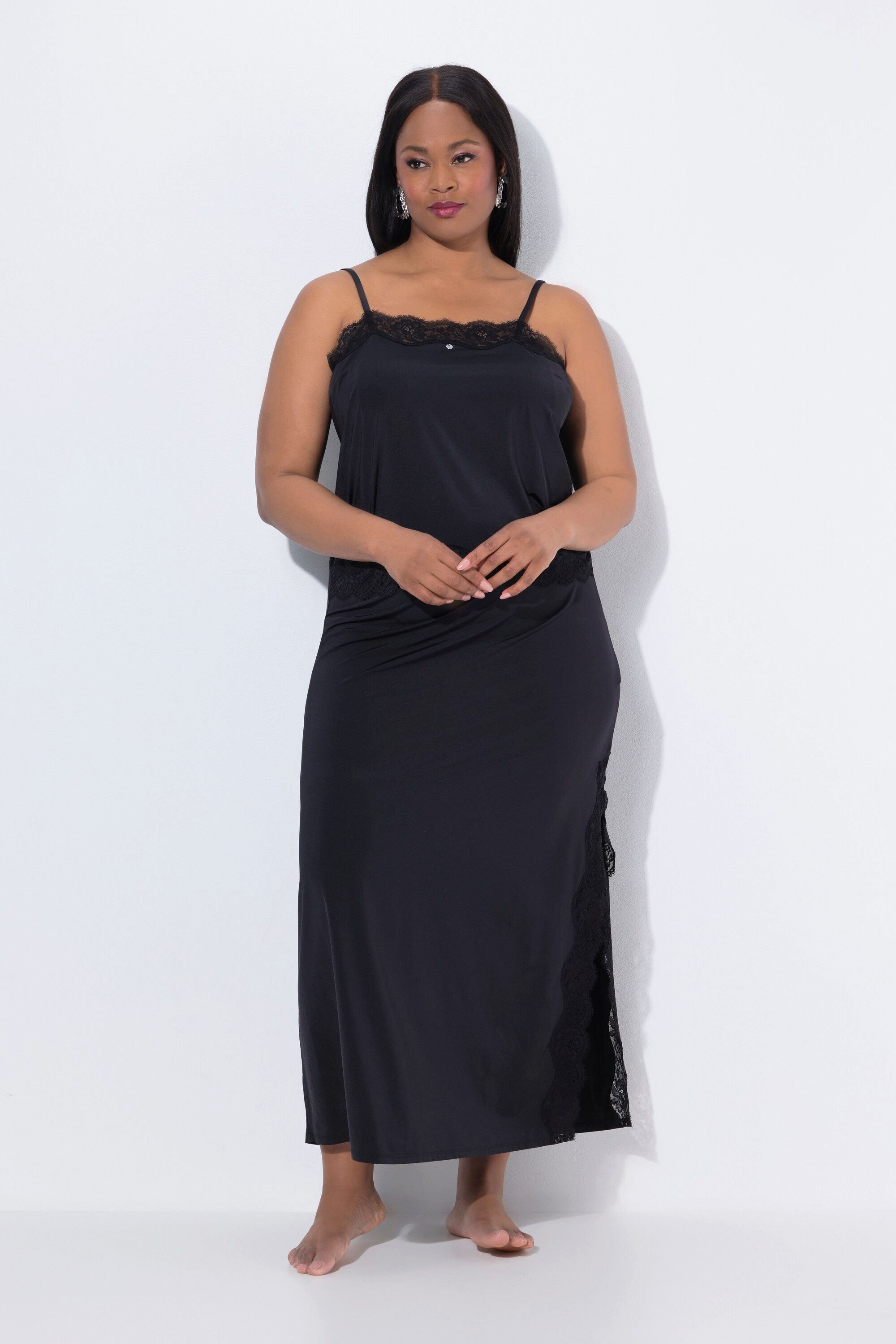 Ulla Popken Pyjama TruYou Shirt & Rock Satin Spitze Spaghettiträger günstig online kaufen