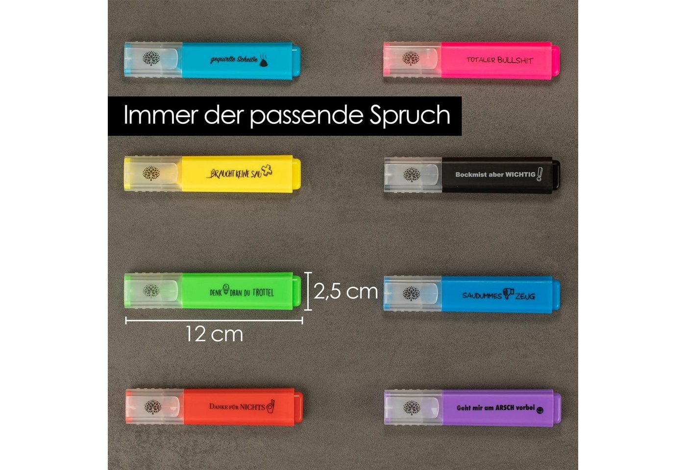 Thumbnail - OfficeTree Marker Textmarker mit Spruch frech, (Set 8-tlg), Textmarker mit Sprüchen als Lustige Büroartikel für Studente...