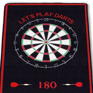 XQMAX Dartscheibe Turnier-Dartmatte rot/schwarz 237x80cm, (Teppich, mit Motiv), Dartteppich Dart Turnier Matte mit offiziellem Spielabstand