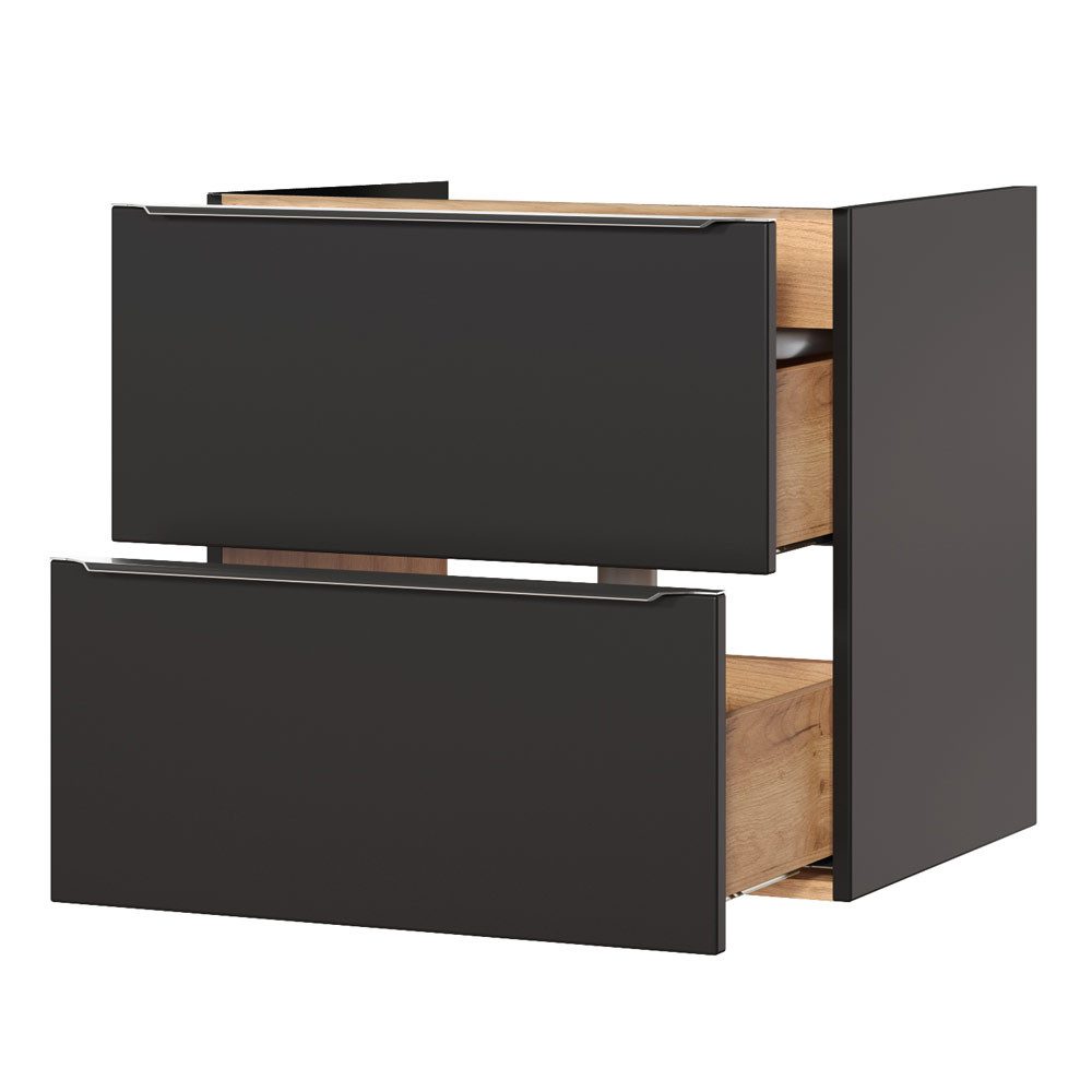 Lomadox Badmöbel-Set TOSKANA-BLACK-56, (Spar-Set, 1-St), Doppelwaschtisch 121 cm anthrazit