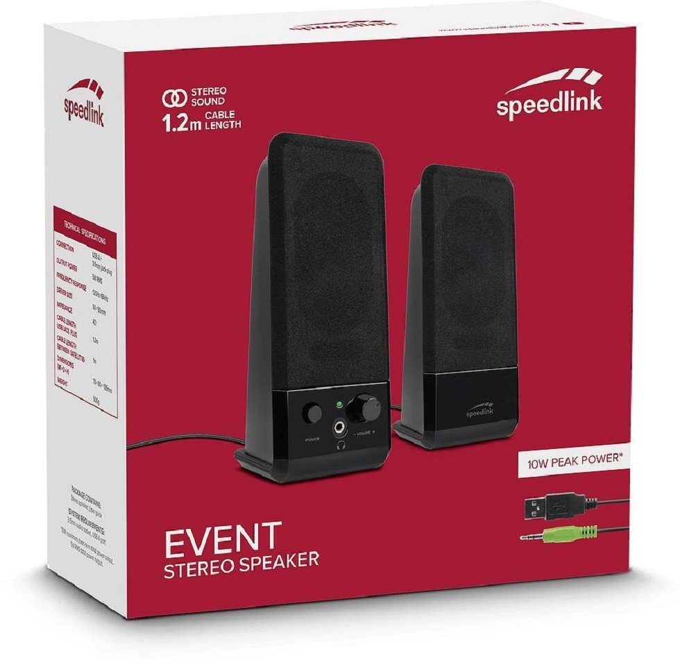 Speedlink EVENT Notebook & PC-Lautsprecher Stereo (5 W, mit Klinkenstecker für Büro/Home Office/PC/Notebook)
