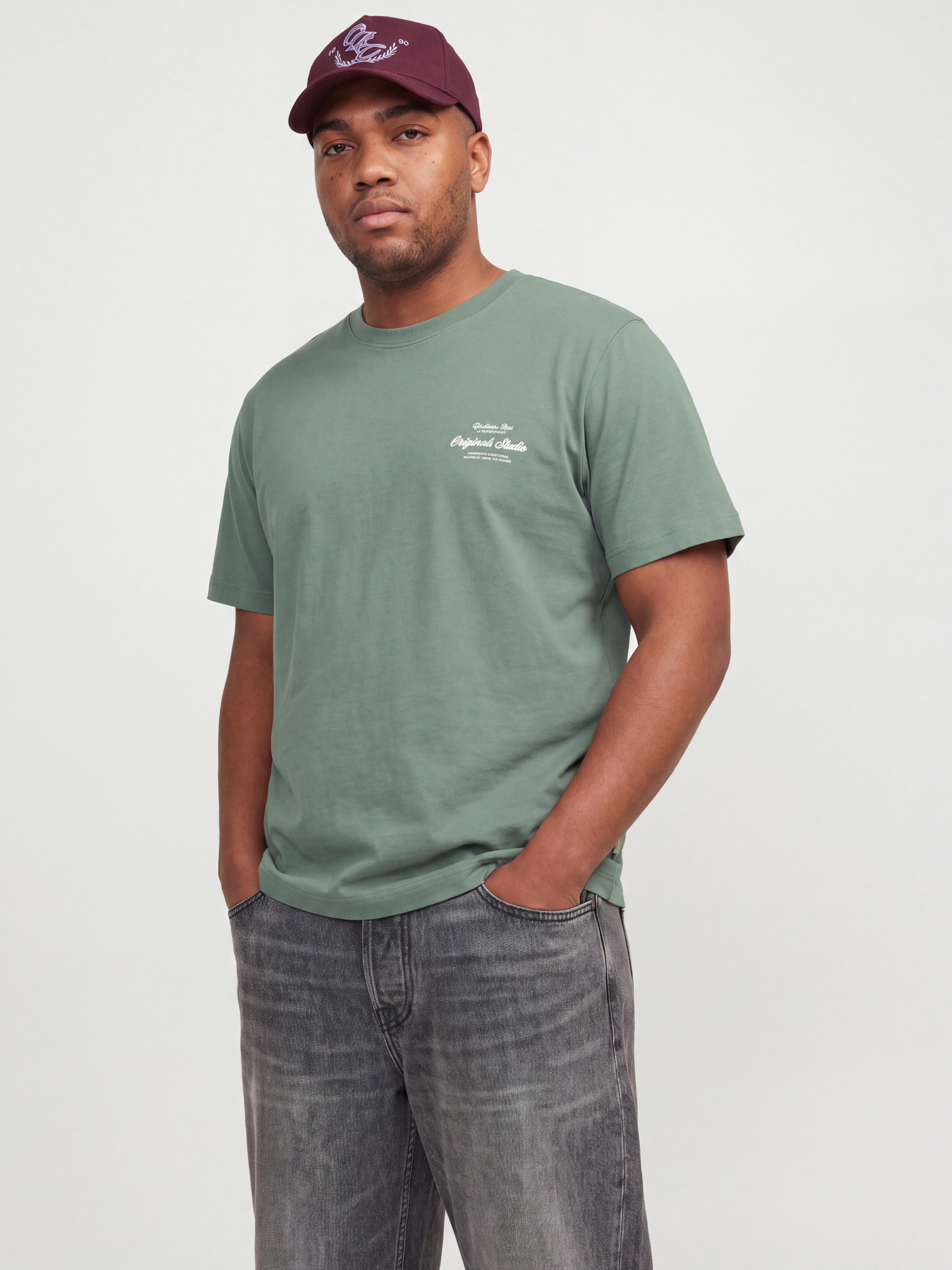 Jack & Jones PlusSize Kurzarmshirt JORNORREBRO TYPO TEE SS CREW NECK PLS Baumwolle, regular fit