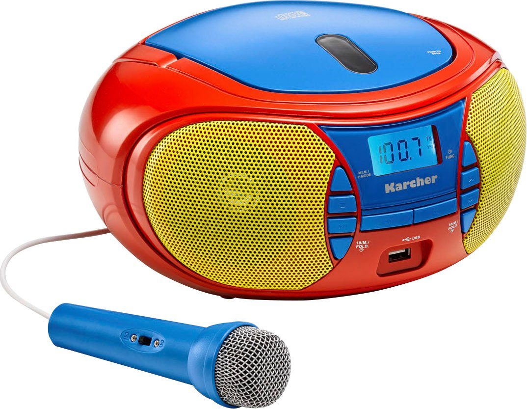 Karcher RR 5026 Boombox (FM-Tuner, UKW mit RDS, 2,4 W, CD-Player, USB Anschluss, Kopfhöreranschluss, Mikrofon)