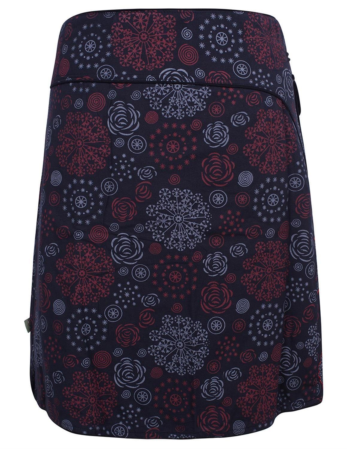 Vishes Wickelrock Rock Wickeln Ethno bedruckt Style Druckknöpfe Sidebag Goa, schwarz Blumen Elfen