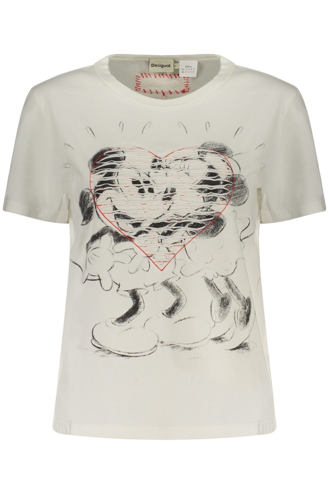 Desigual T-Shirt Weißes Damen T-Shirt Kurzarm mit Core-Mickey Print