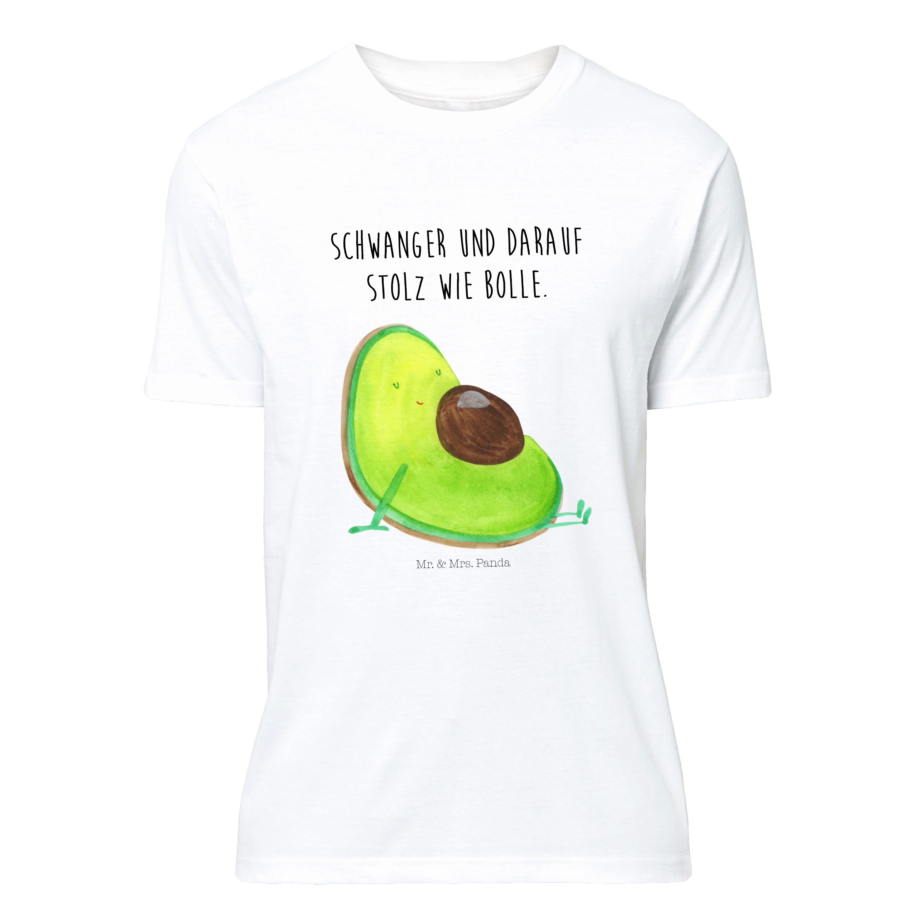 Mr. & Mrs. Panda T-Shirt Avocado schwanger - Weiß - Geschenk, Nachthemd, Veggie, erstes Kind, (1-tlg)