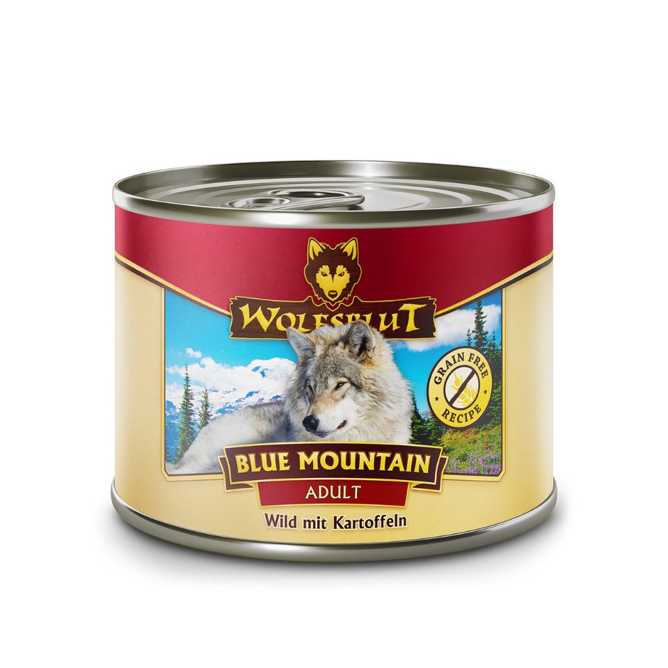 Wolfsblut Blue Mountain Adult - getreidefreies Nassfutter mit Wild 6x200g, Nassfutter für: Hunde