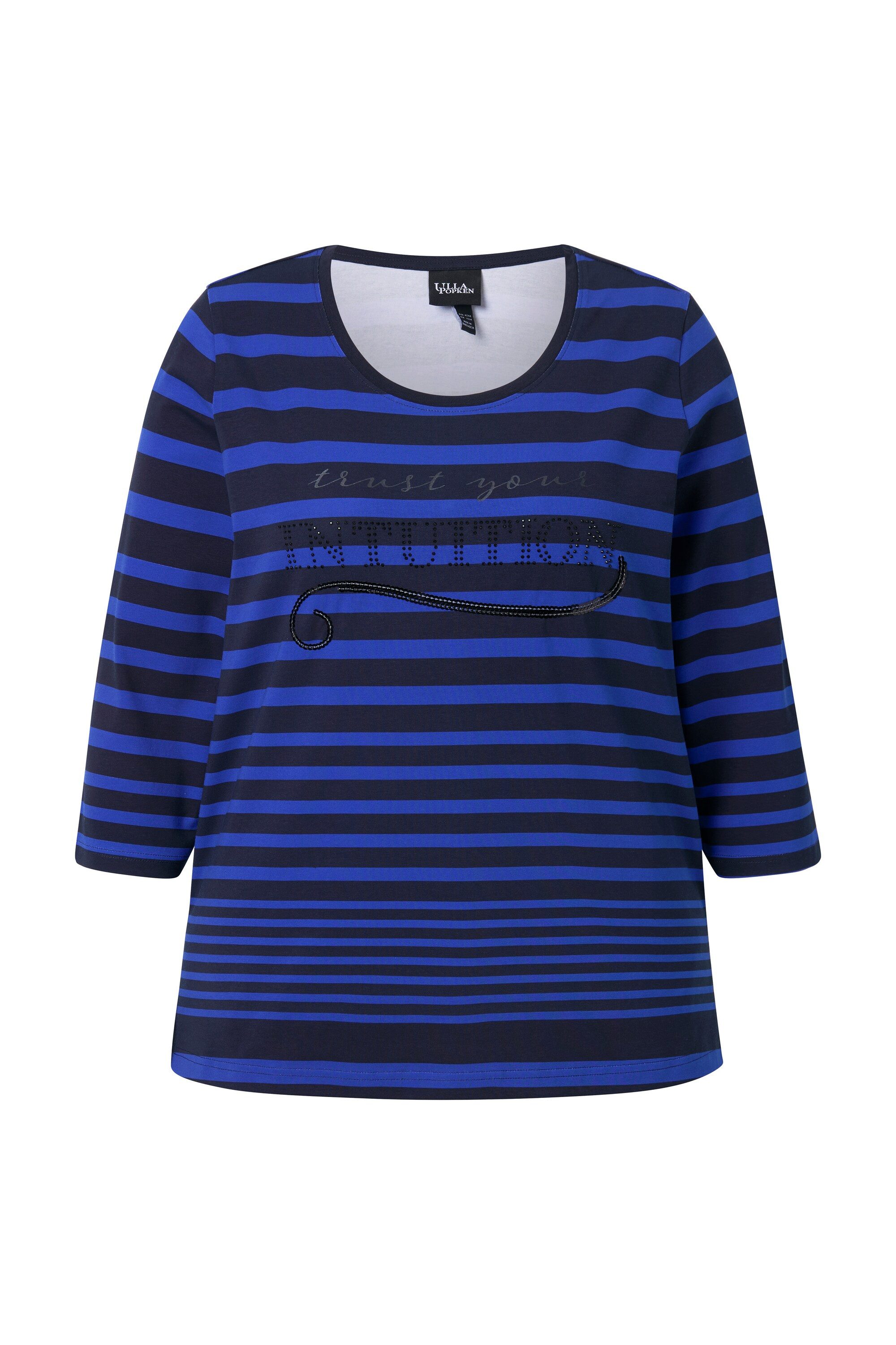 Ulla Popken T-Shirt Shirt Ringel Classic Rundhals 3/4-Arm günstig online kaufen