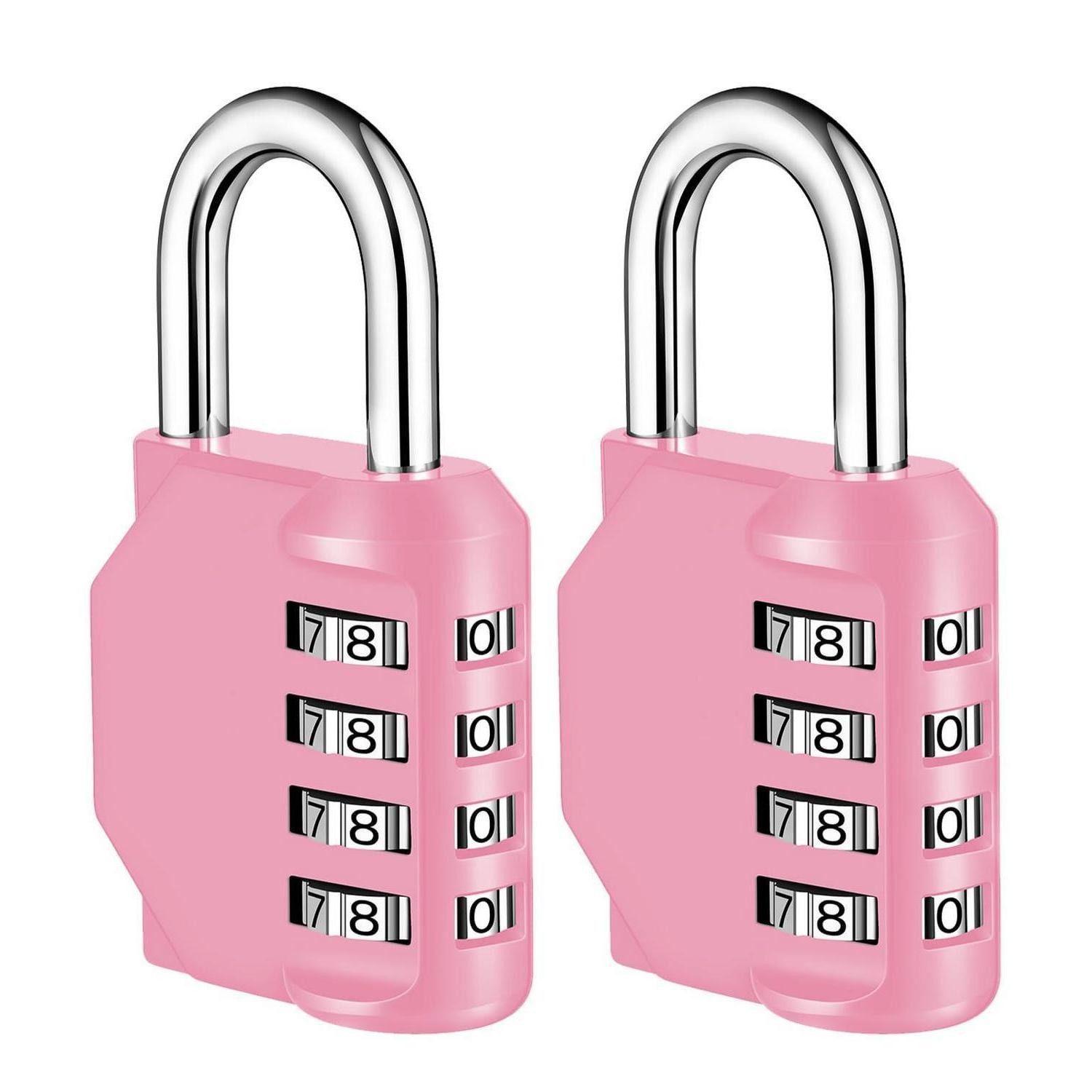 LuxusKollektion Vorhängeschloss Zahlenschloss 4-stellig Rosa, 2 Stk.