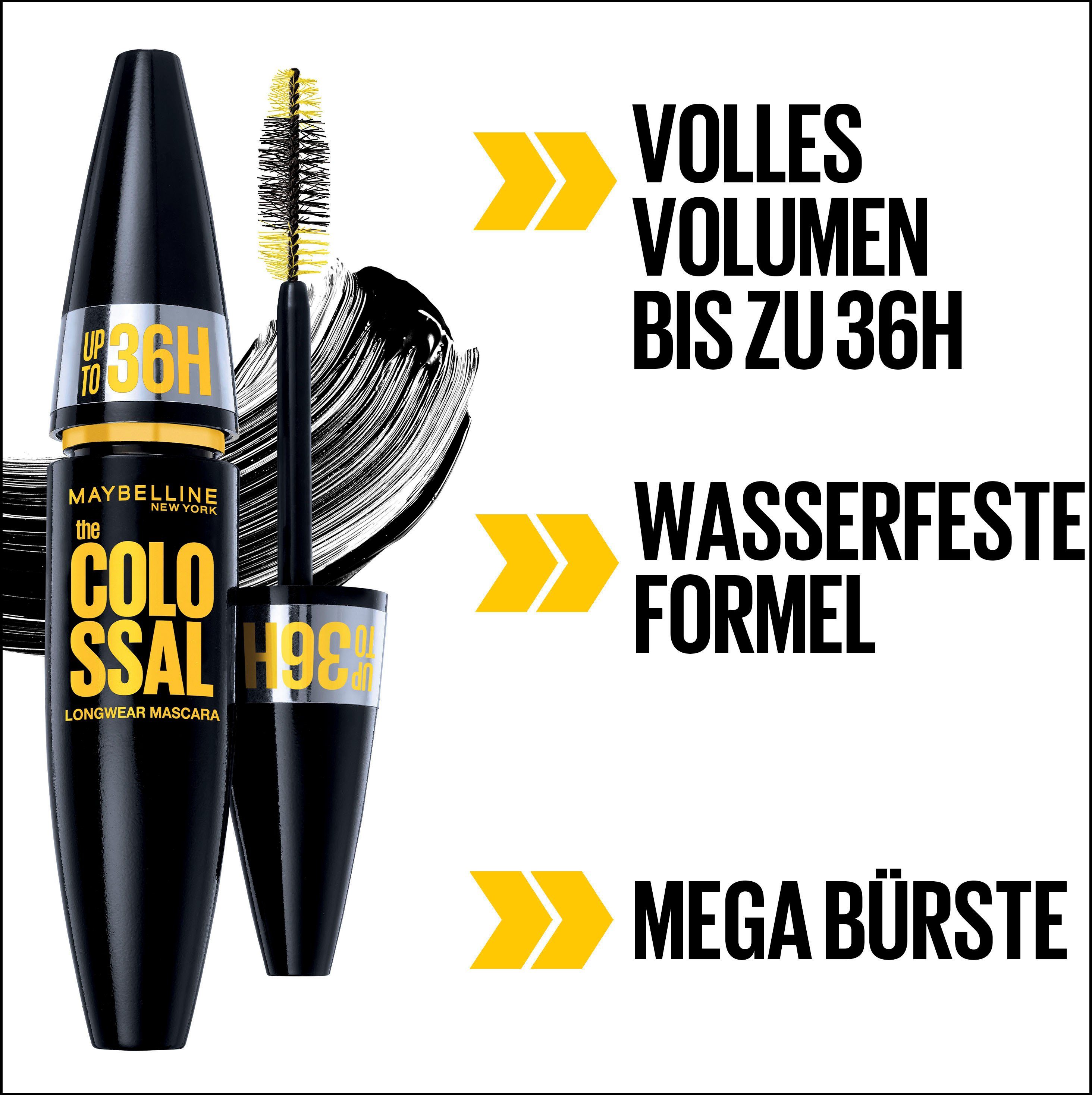 MAYBELLINE NEW YORK Mascara Colossal 36H, mit Volumen-Bürste – Bild 3 von 5