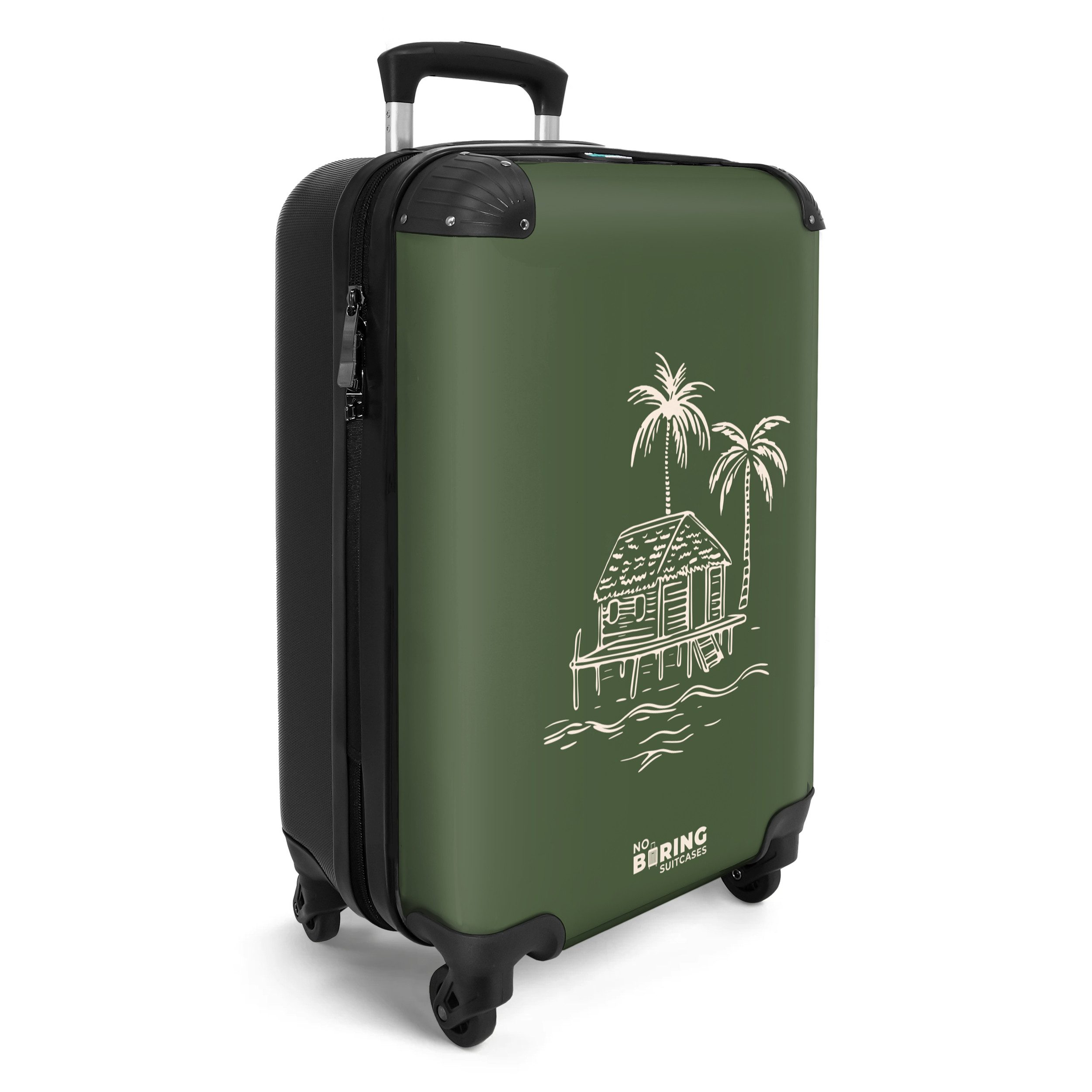 NoBoringSuitcases.com© Hartschalen-Trolley Strandhaus in Grün mit günstig online kaufen