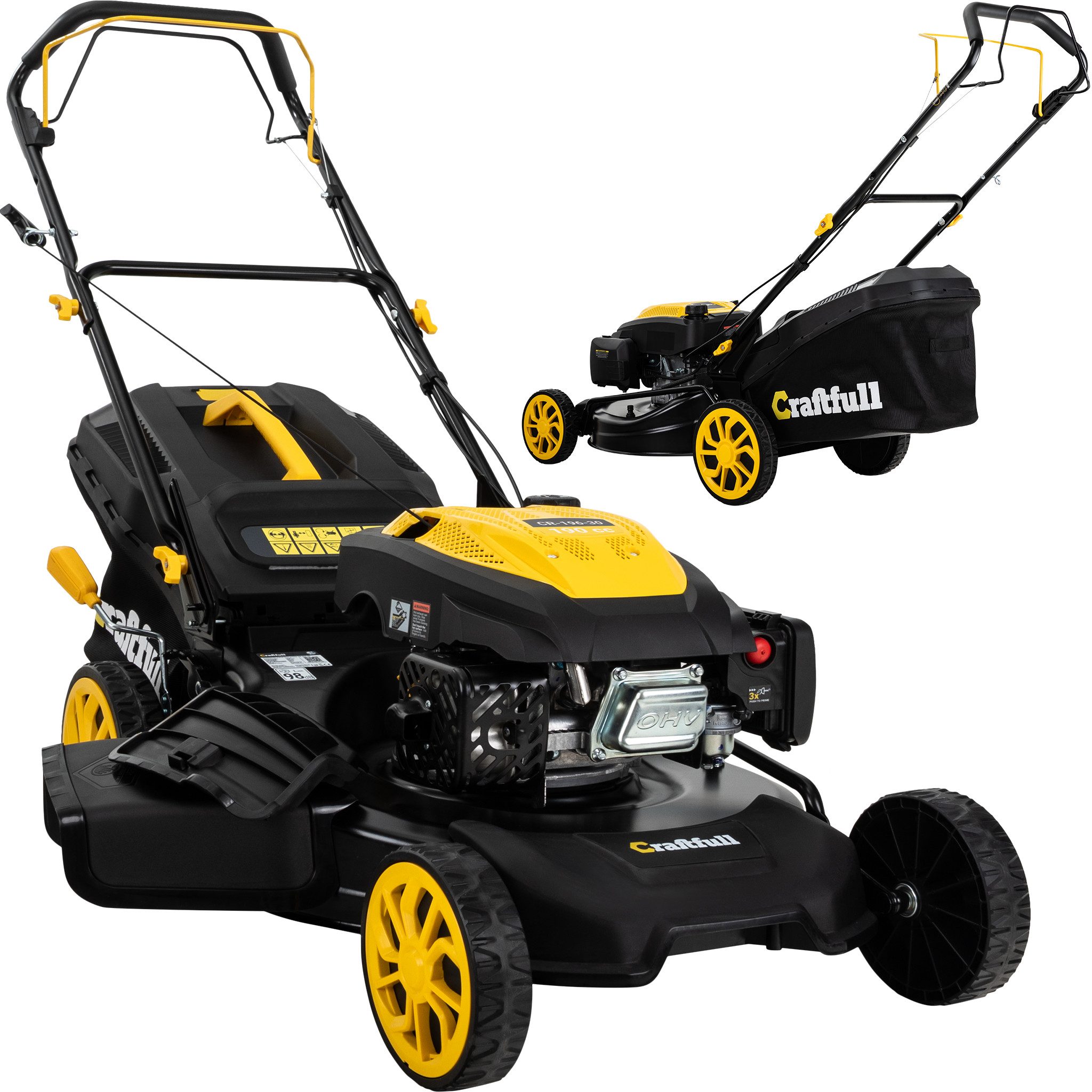 Craftfull Benzinrasenmäher CR-196-30 - 6 PS, 190 cm³ Rasenmäher Benzin 53cm günstig online kaufen