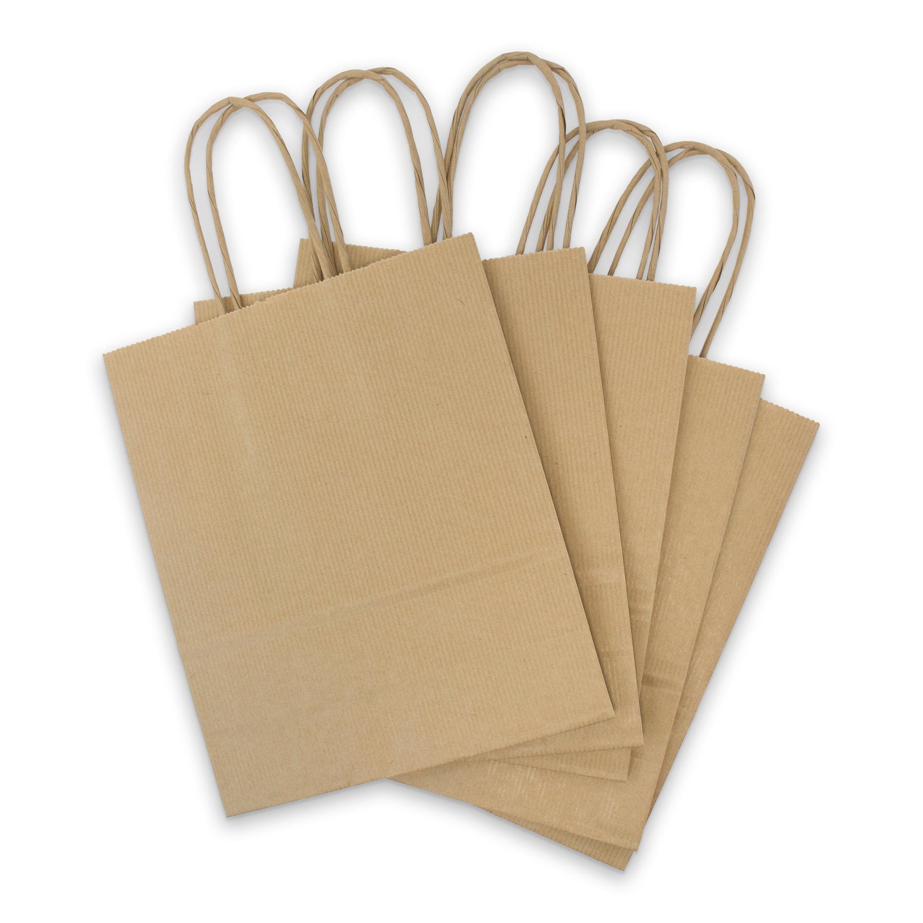 Geschenkpapier 5x Papiertragetasche Geschenktüte mit Kordel 18x8x22cm 90g Kraftpapier
